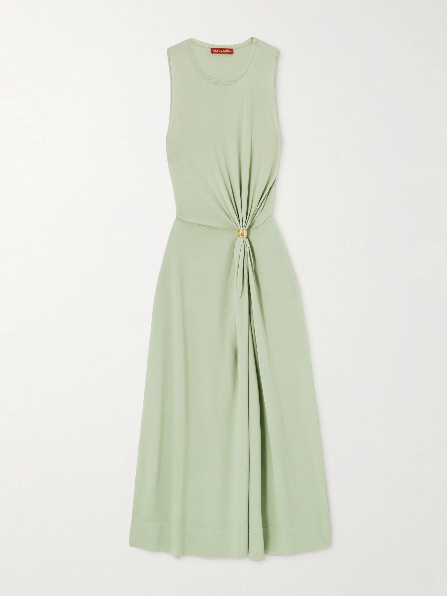 Saralien embellished gathered stretch-knit midi dress Green - 1