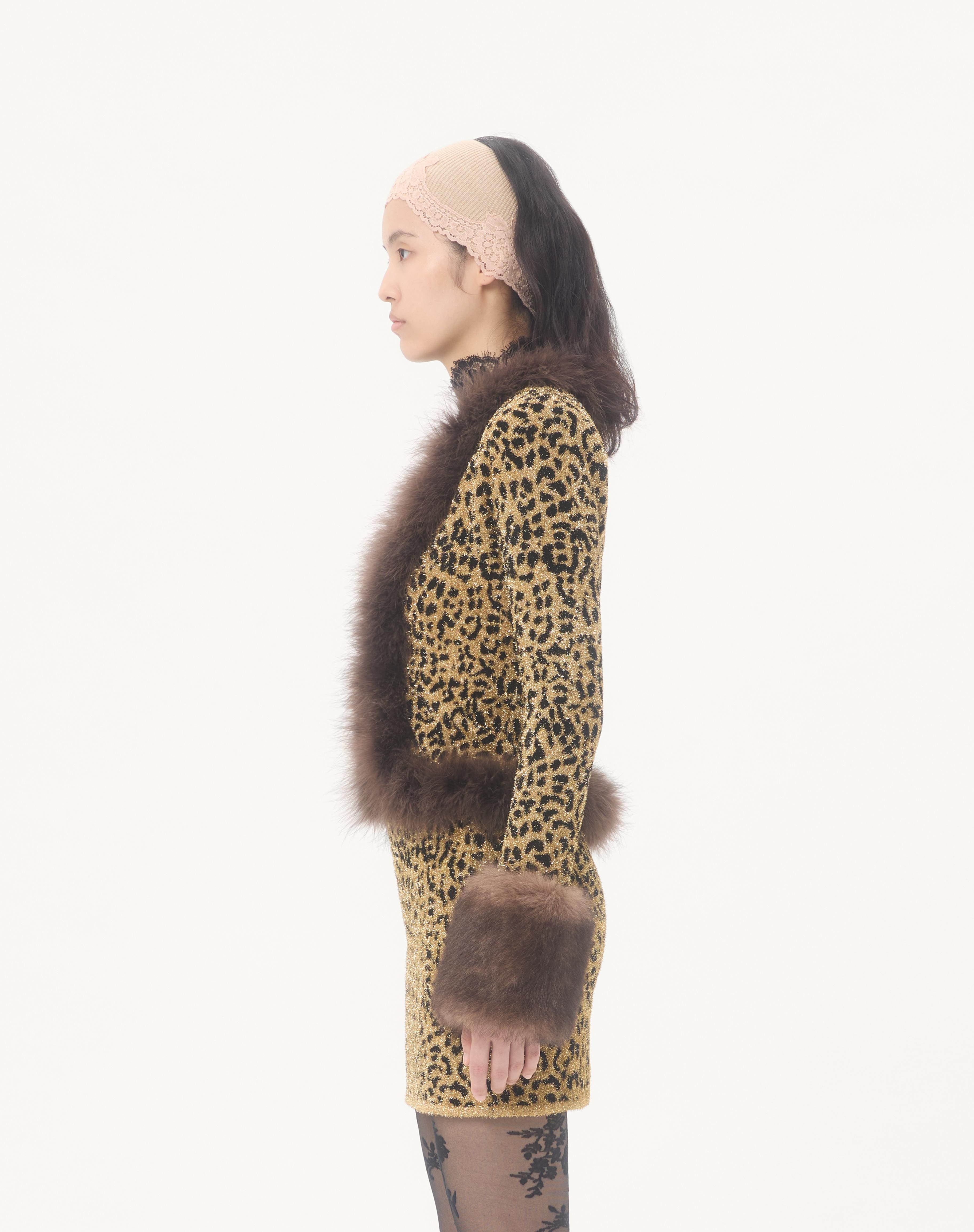JACQUARD ANIMAL PRINT LUREX KNIT JACKET - 6