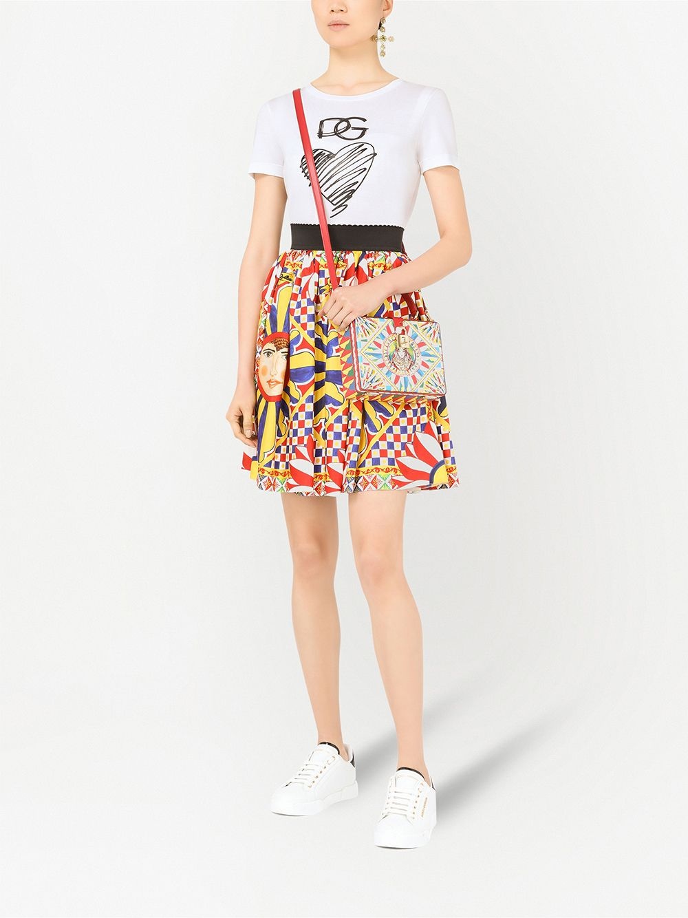 graphic-print A-line silk skirt - 2