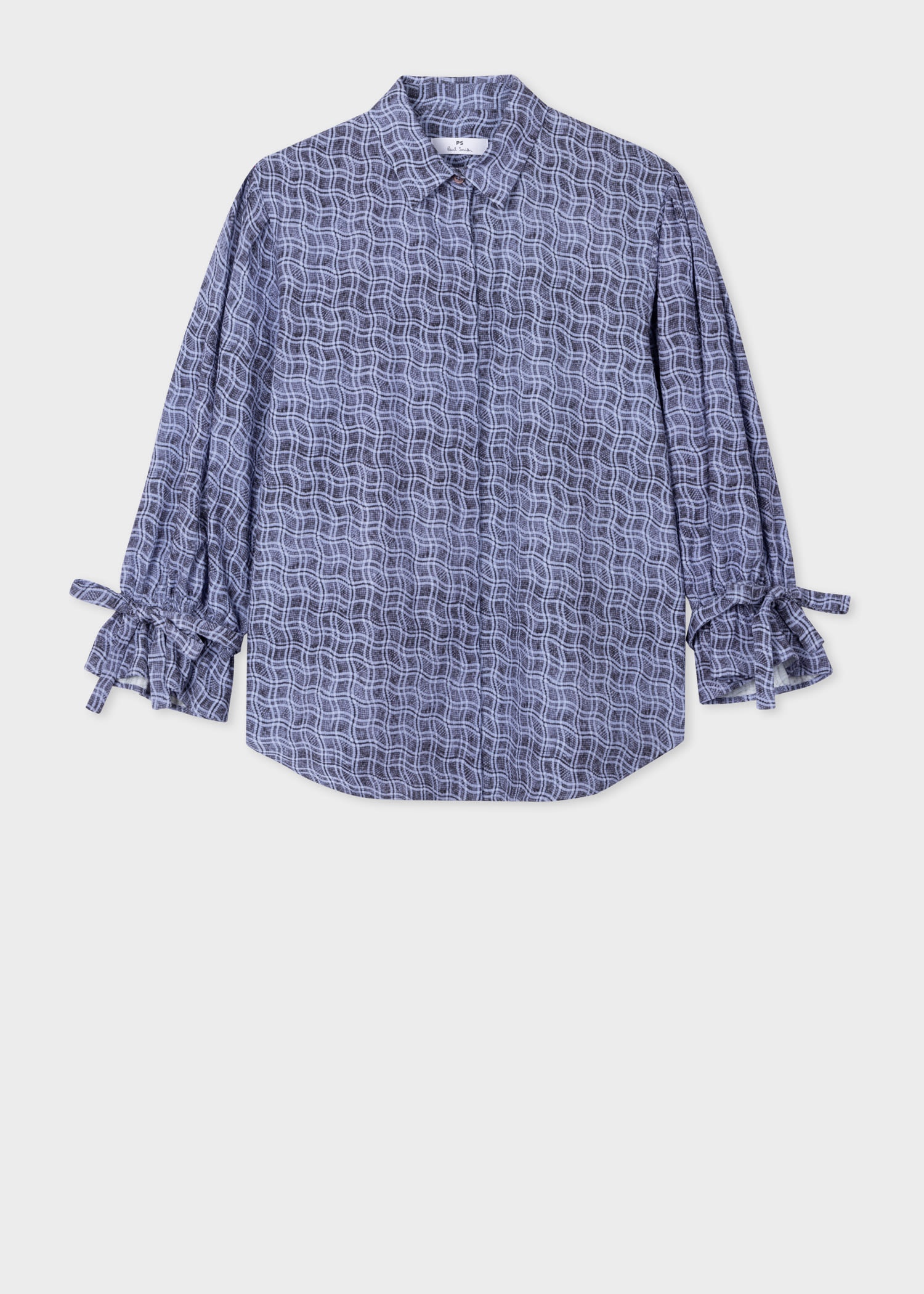 'Reflection Check' Puff Sleeve Shirt - 1