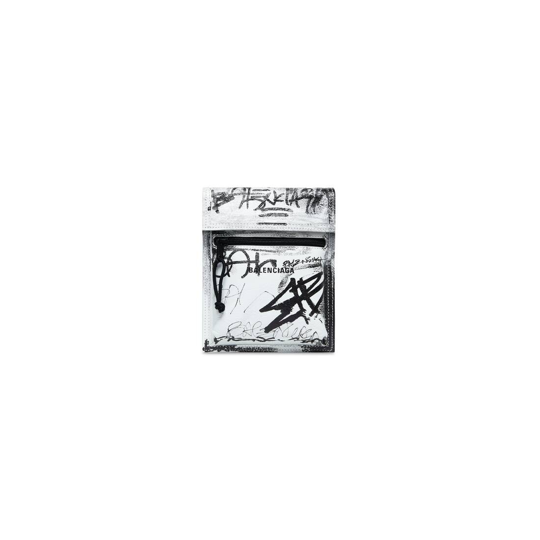 Men's Explorer Small Pouch With Strap Graffiti in White - 5