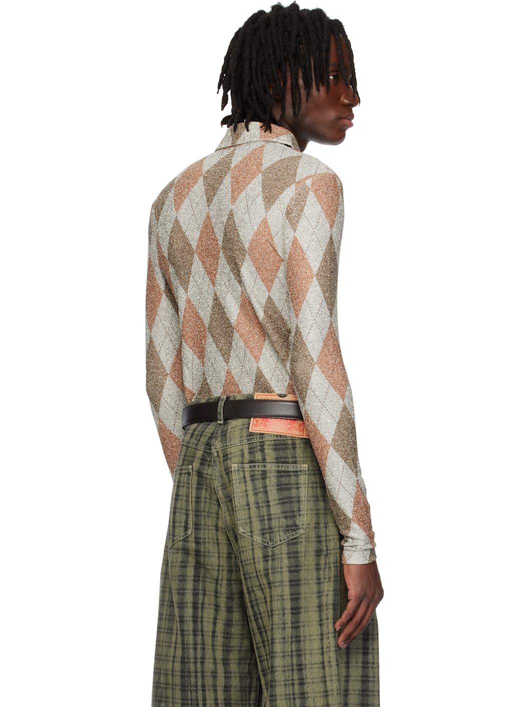 Gray & Brown Harry Print Fitted Shirt - 3