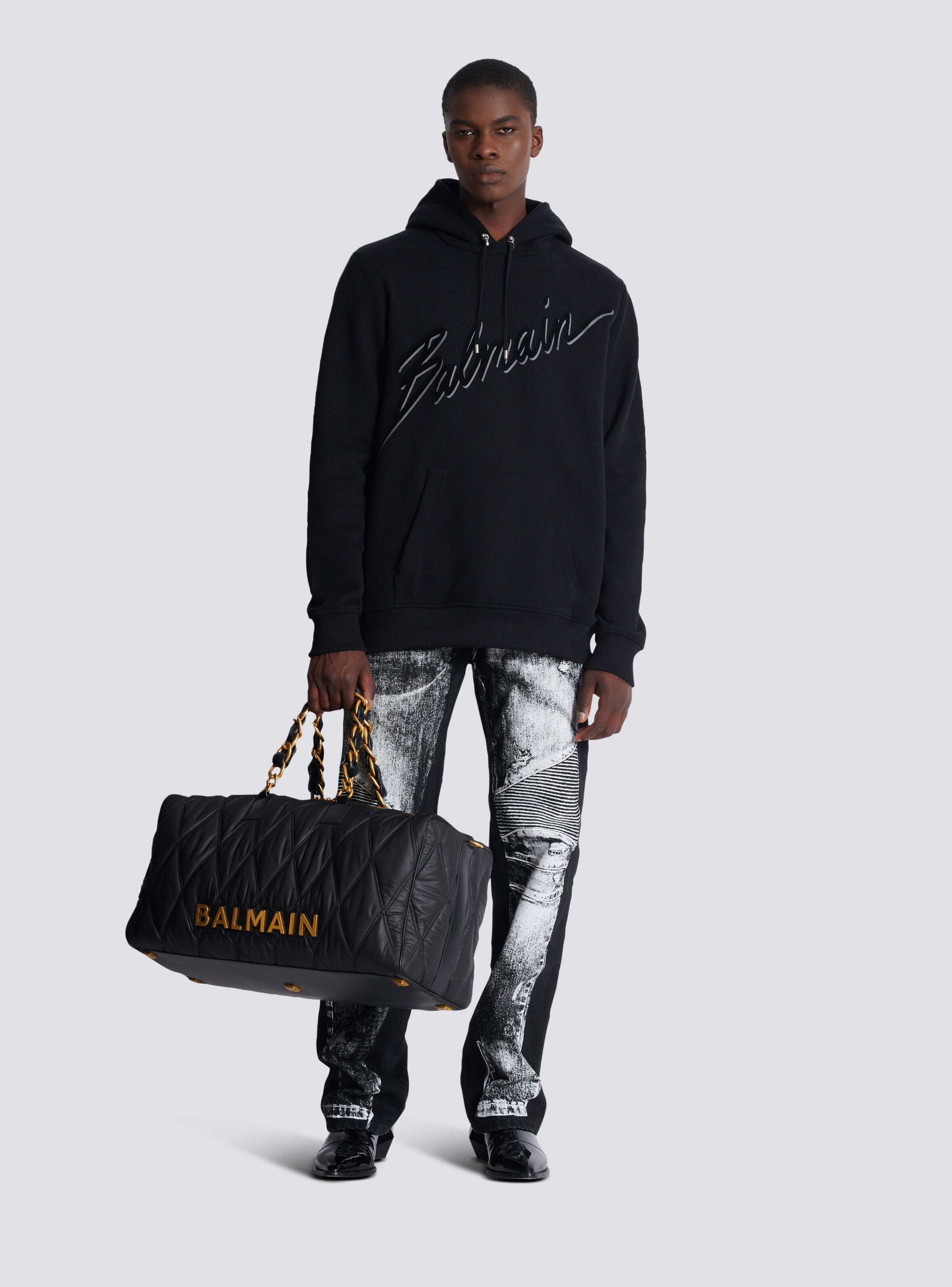 Flocked Balmain Letter hoodie - 2