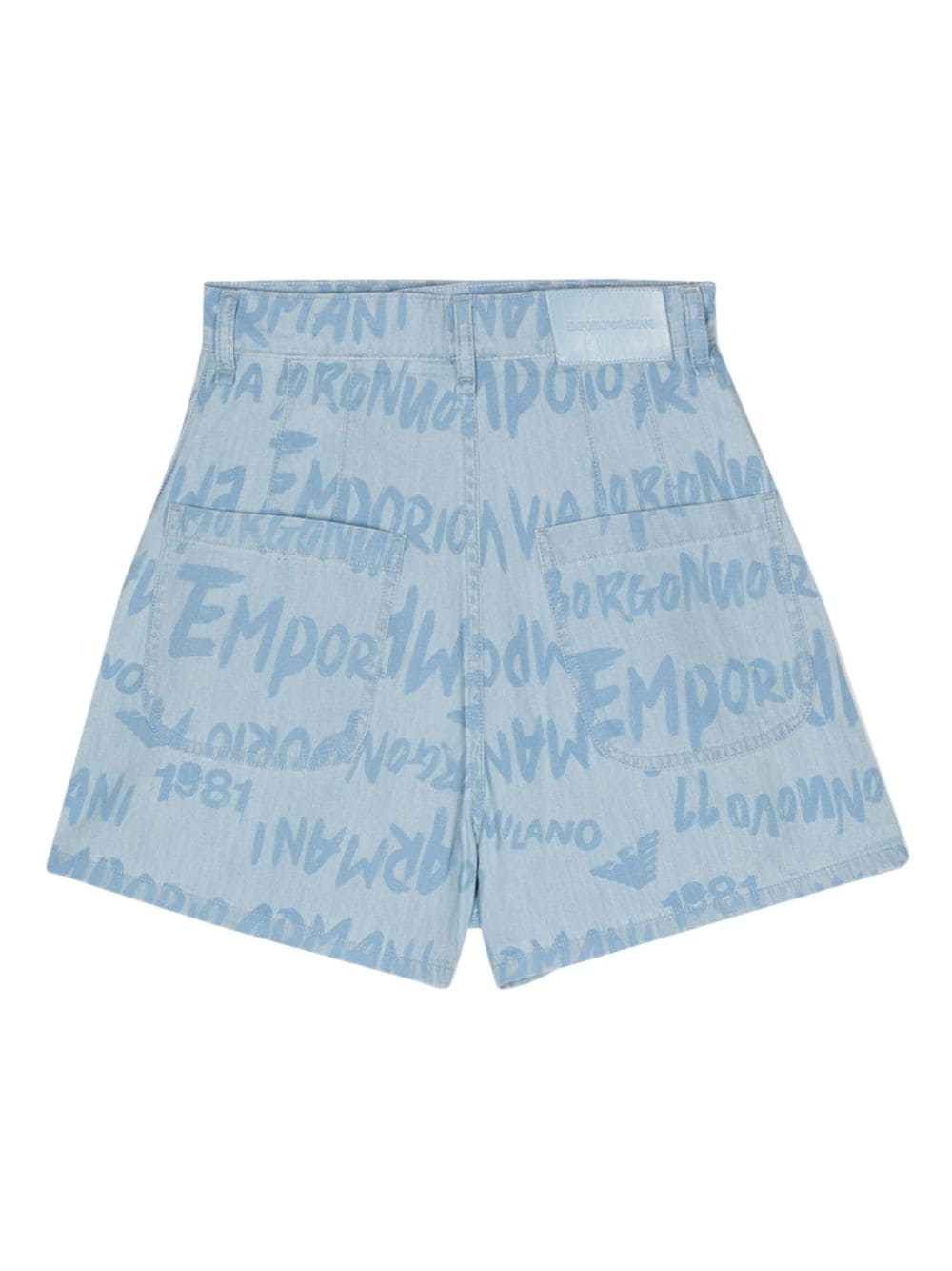 logo-print chambray shorts - 2