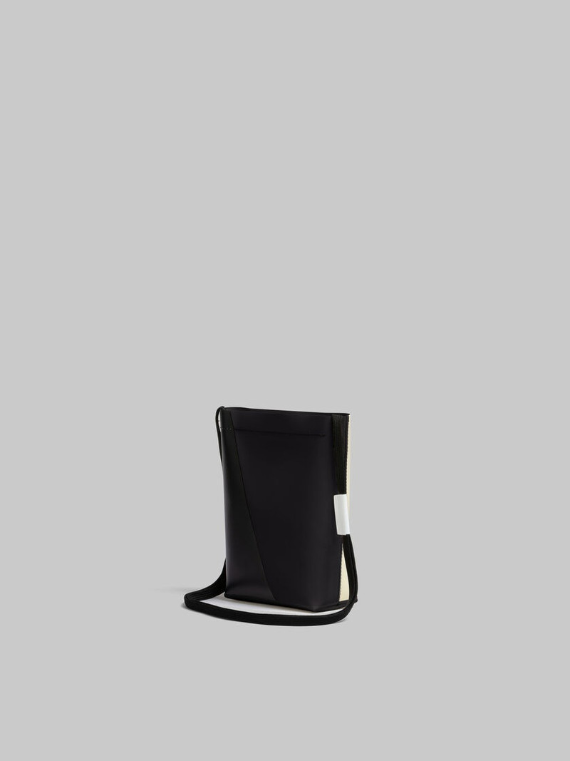 WHITE AND BLACK TRIBECA CROSSBODY BAG WITH SHOELACE STRAP 3