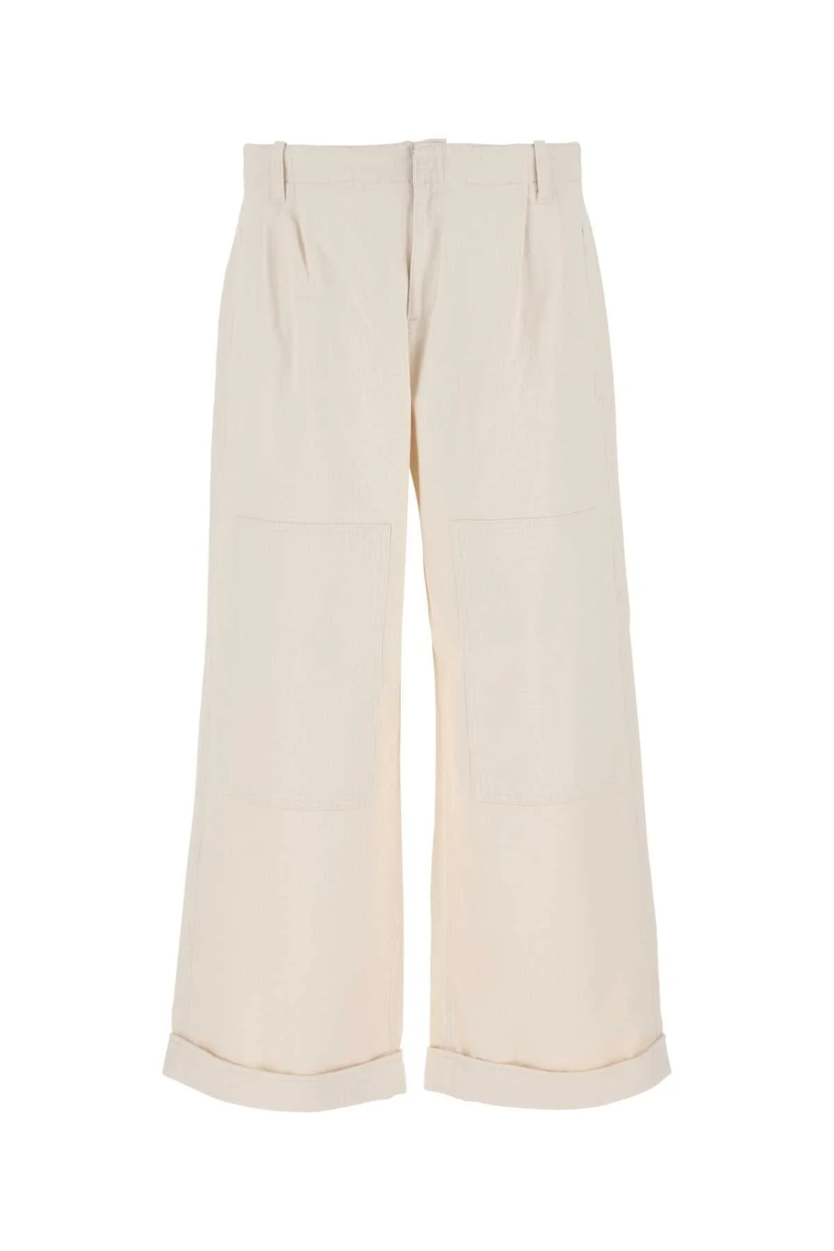 Etro Men Melange Ivory Stretch Cotton Wide-Leg Pant - 1