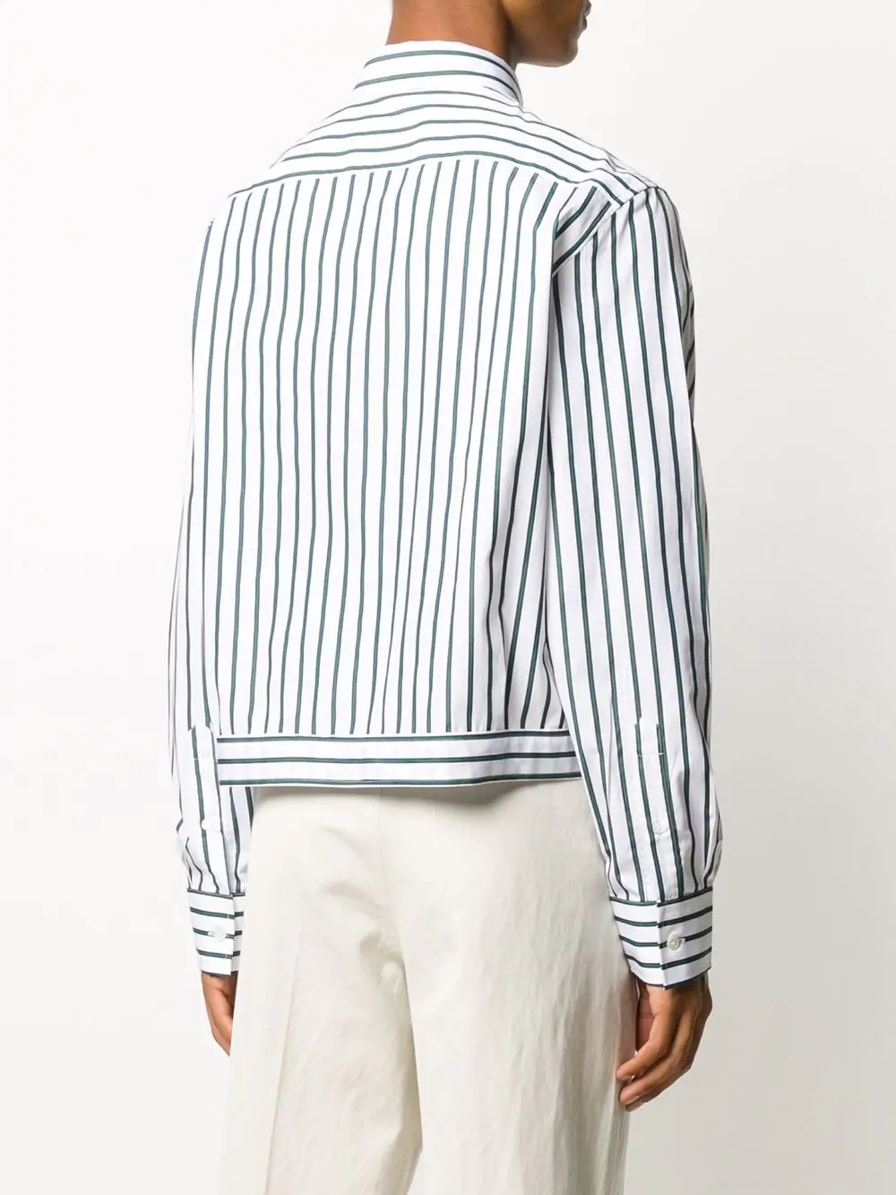 vertical-stripe blouson shirt - 4