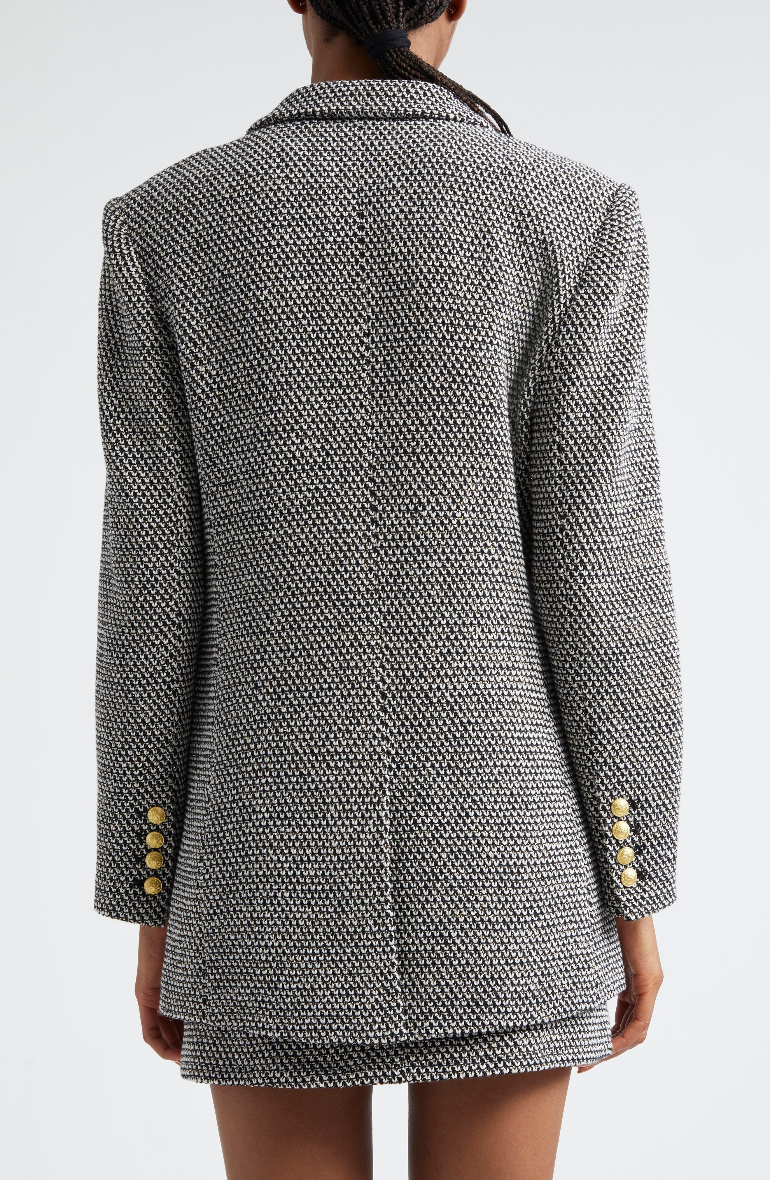 L'AGENCE Riva Double Breasted Knit Blazer in Blackivor at Nordstrom - 3