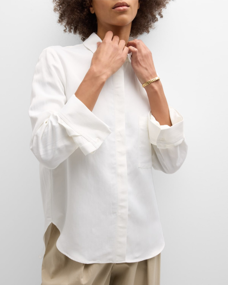 Cotton Button-Front Boyfriend Shirt 7