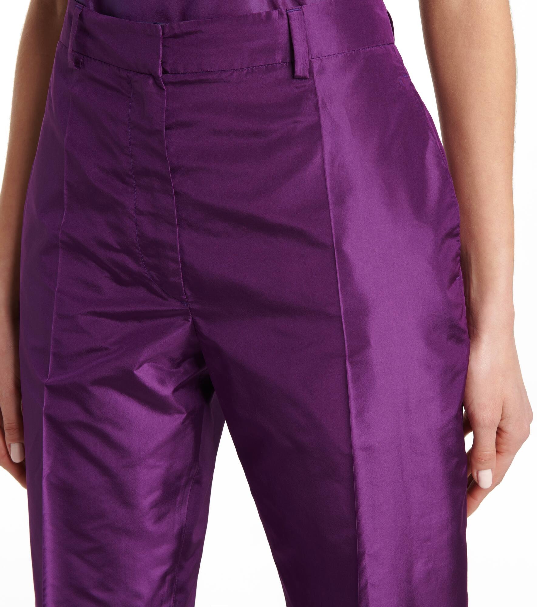 High-rise straight silk taffeta pants - 4
