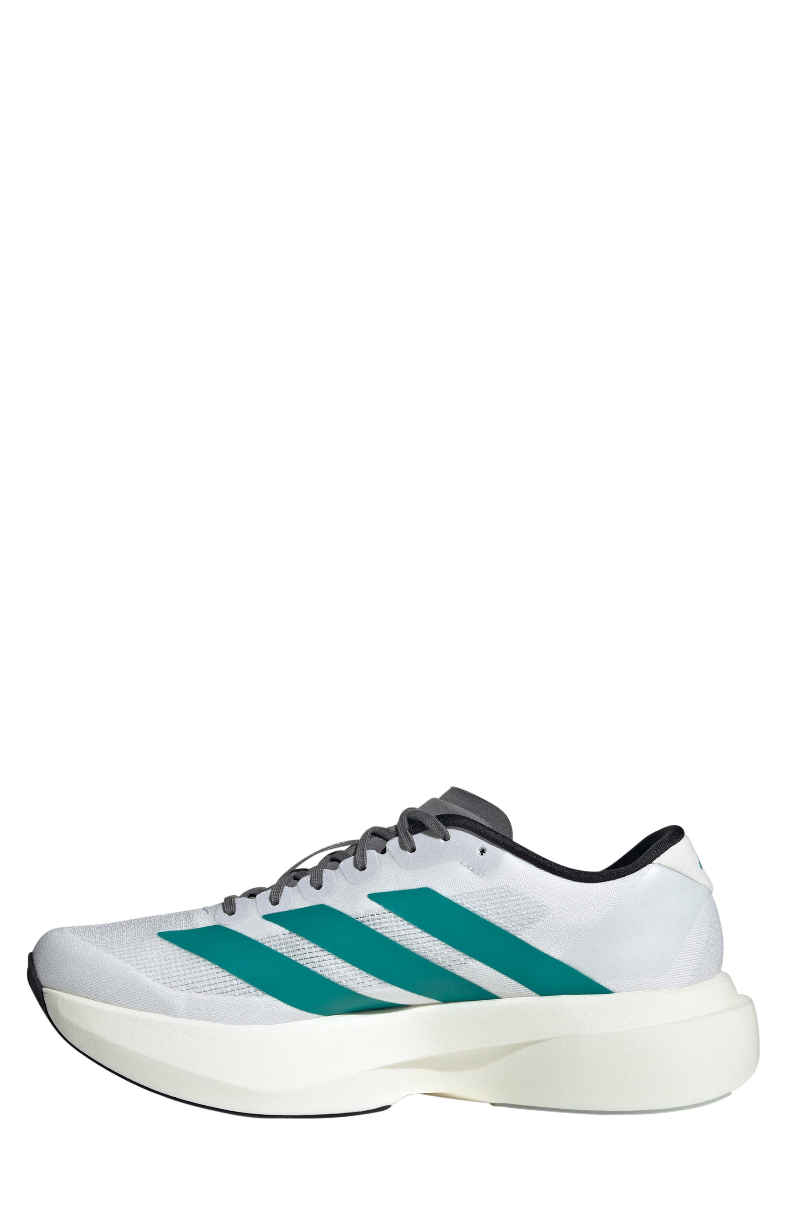 adidas Gender Inclusive Adizero Evo SL Running Shoe in White/Pure Teal/Grey at Nordstrom - 6