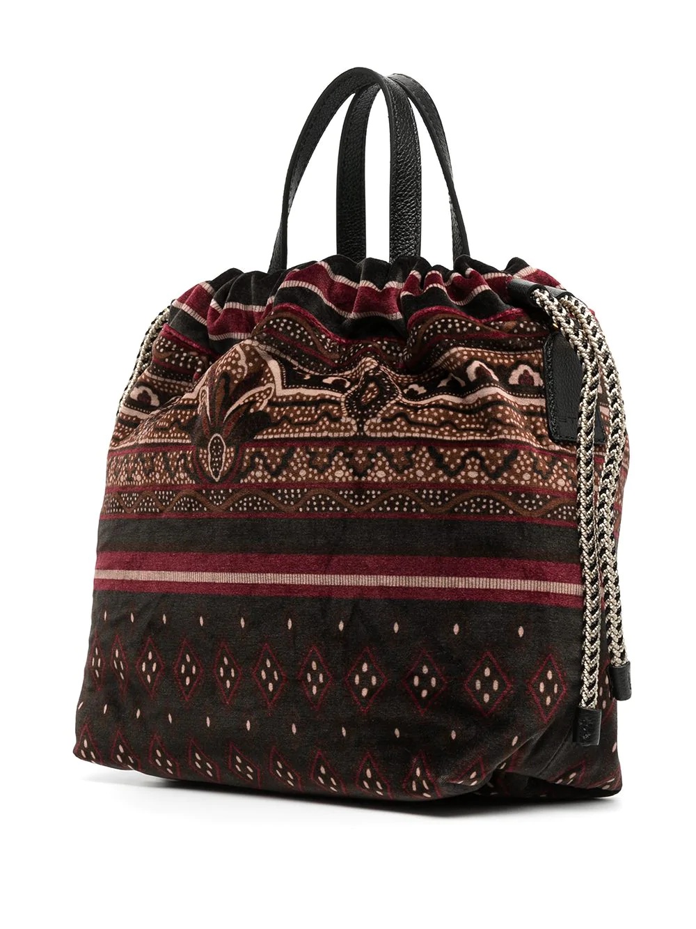 jacquard drawstring tote - 3