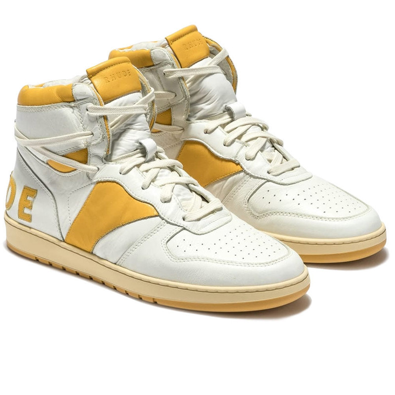 Rhude Rhude | Rhecess HI Sneakers 'White / Mustard' outlook