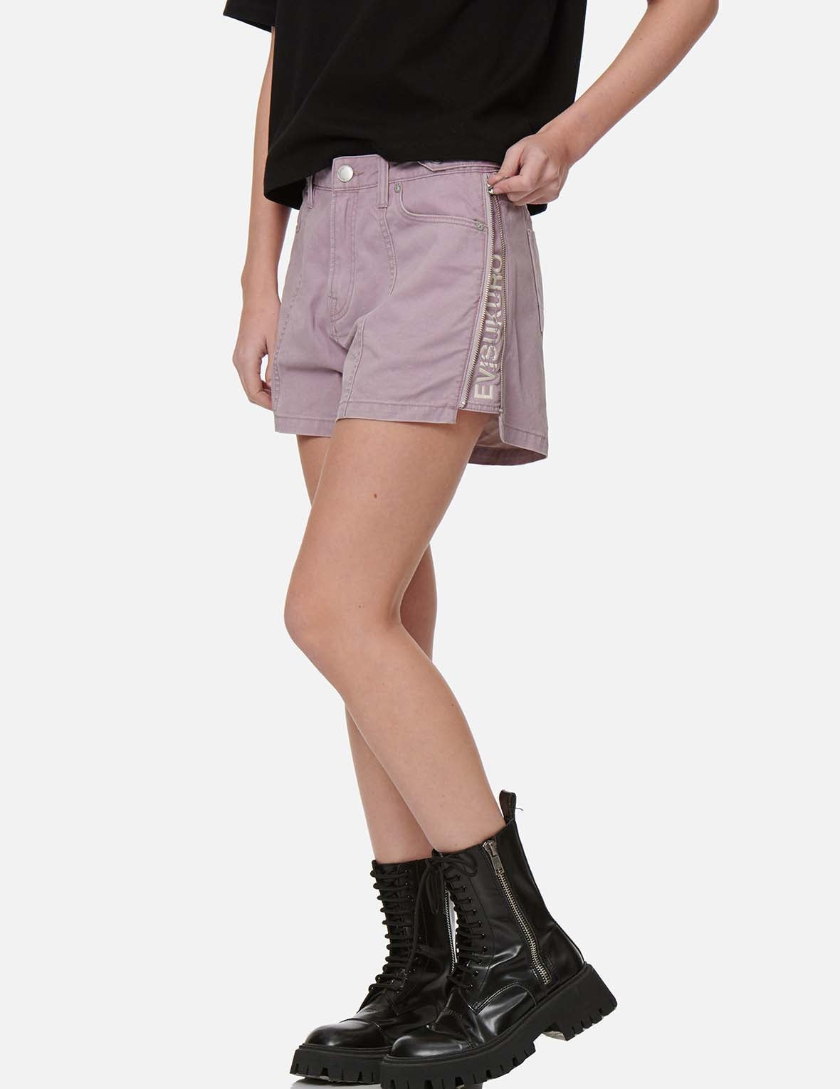 Pigment-dyed Shorts with Side Zippers - 4