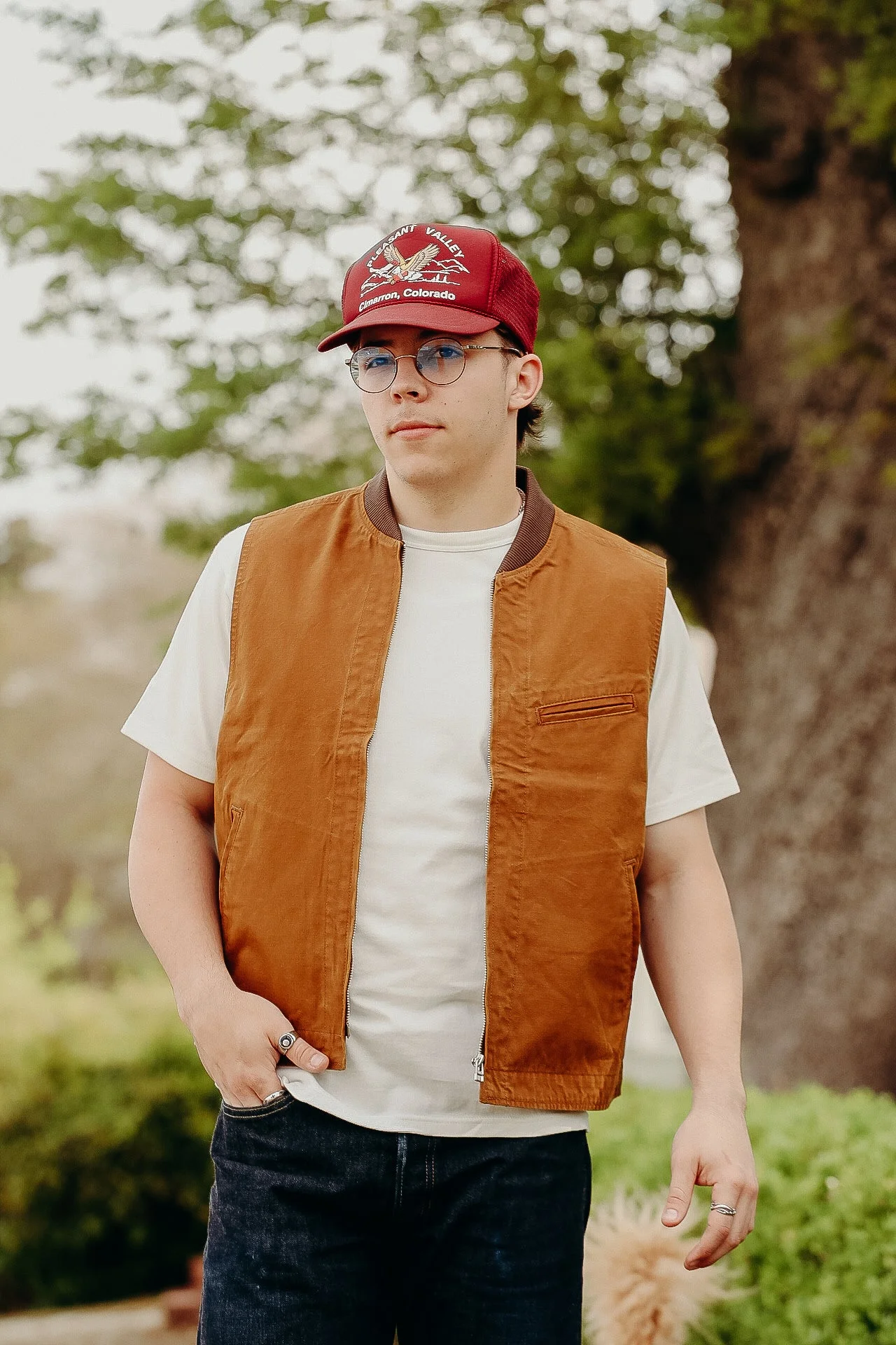 9OZ CANVAS WORK VEST - BROWN IHV-49-BRN - 1