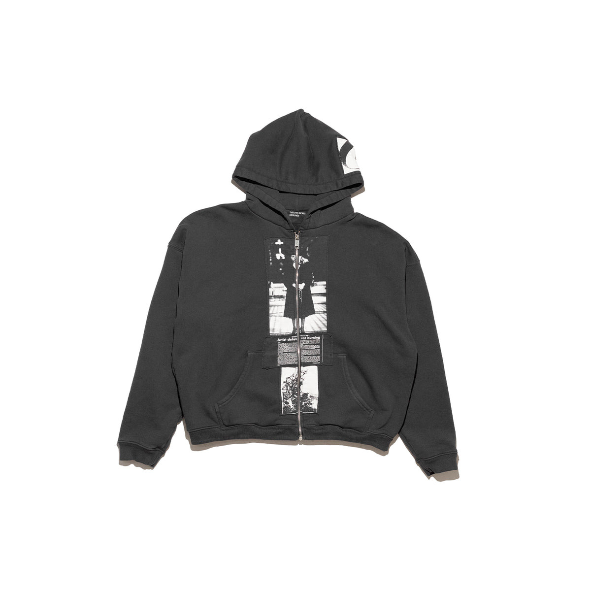 ARTIST DEFENDS BAGGY "ASSEMBLAGE" ZIP HOODIE (FADED BLACK) - 1