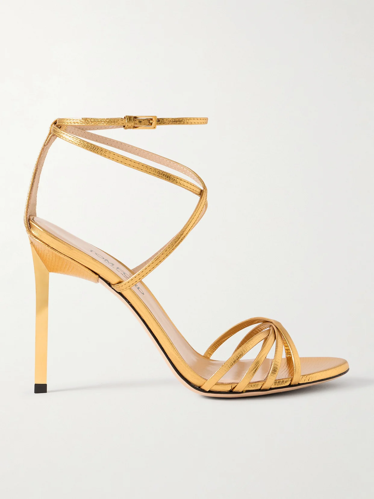 Metallic Lizard-effect Leather Sandals - 1
