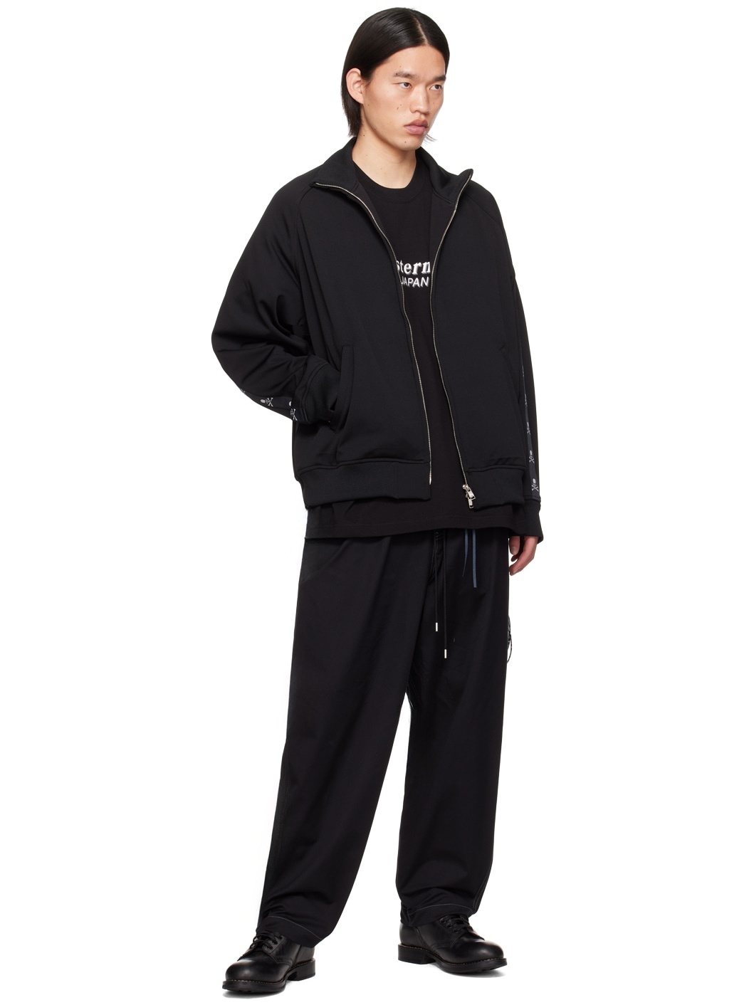 Black Raglan Sleeve Track Jacket - 4