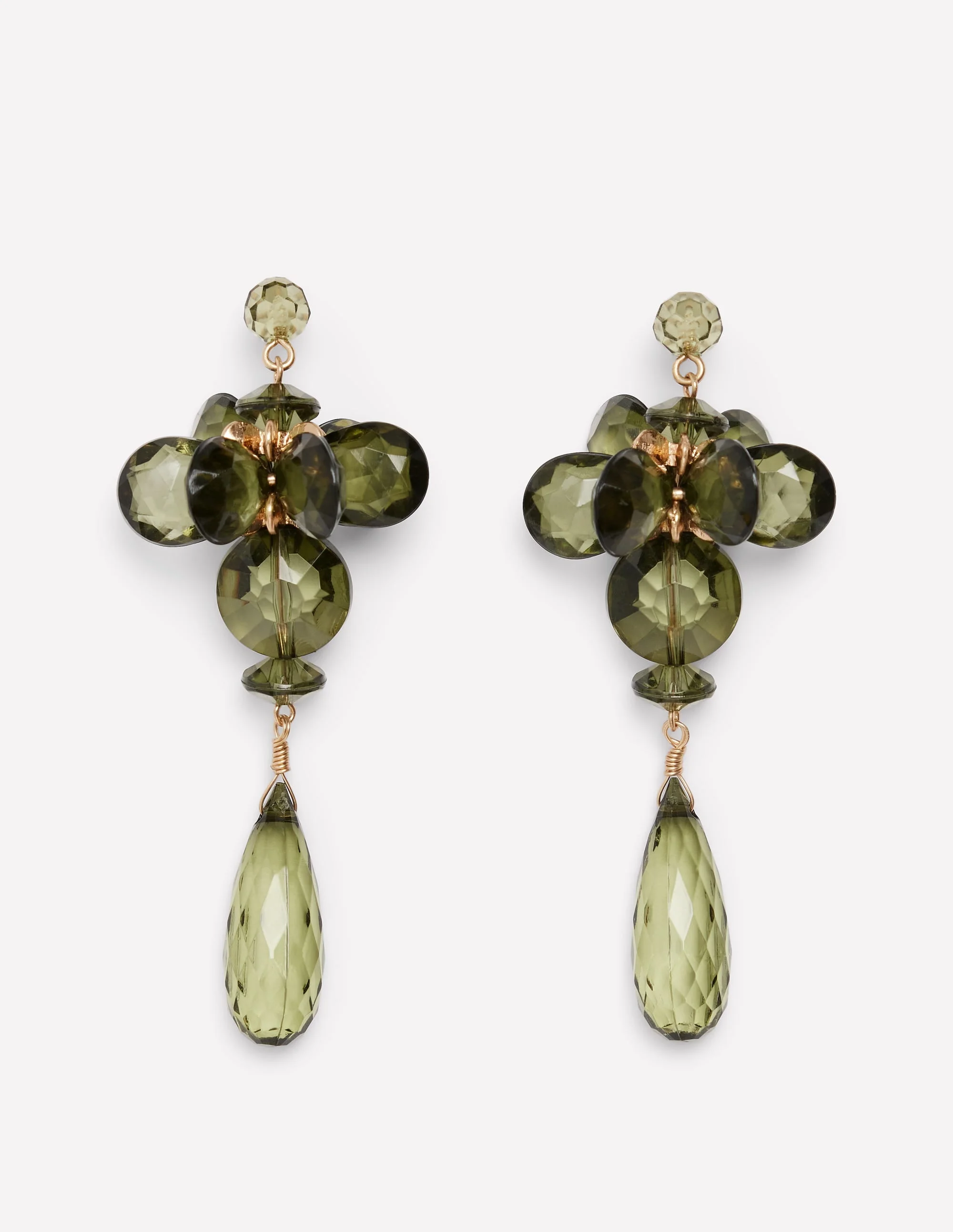 Coloured Glass Earrings-Green - 1