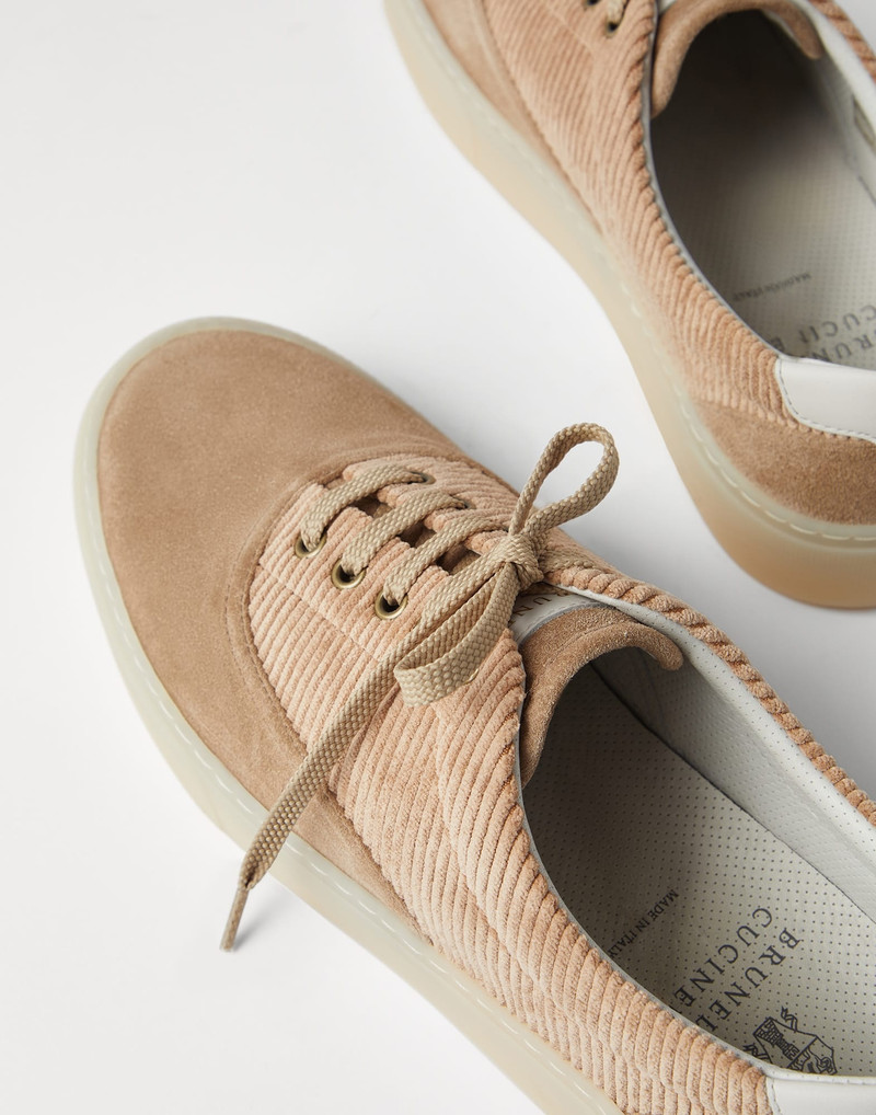 Washed suede and techno corduroy sneakers 3