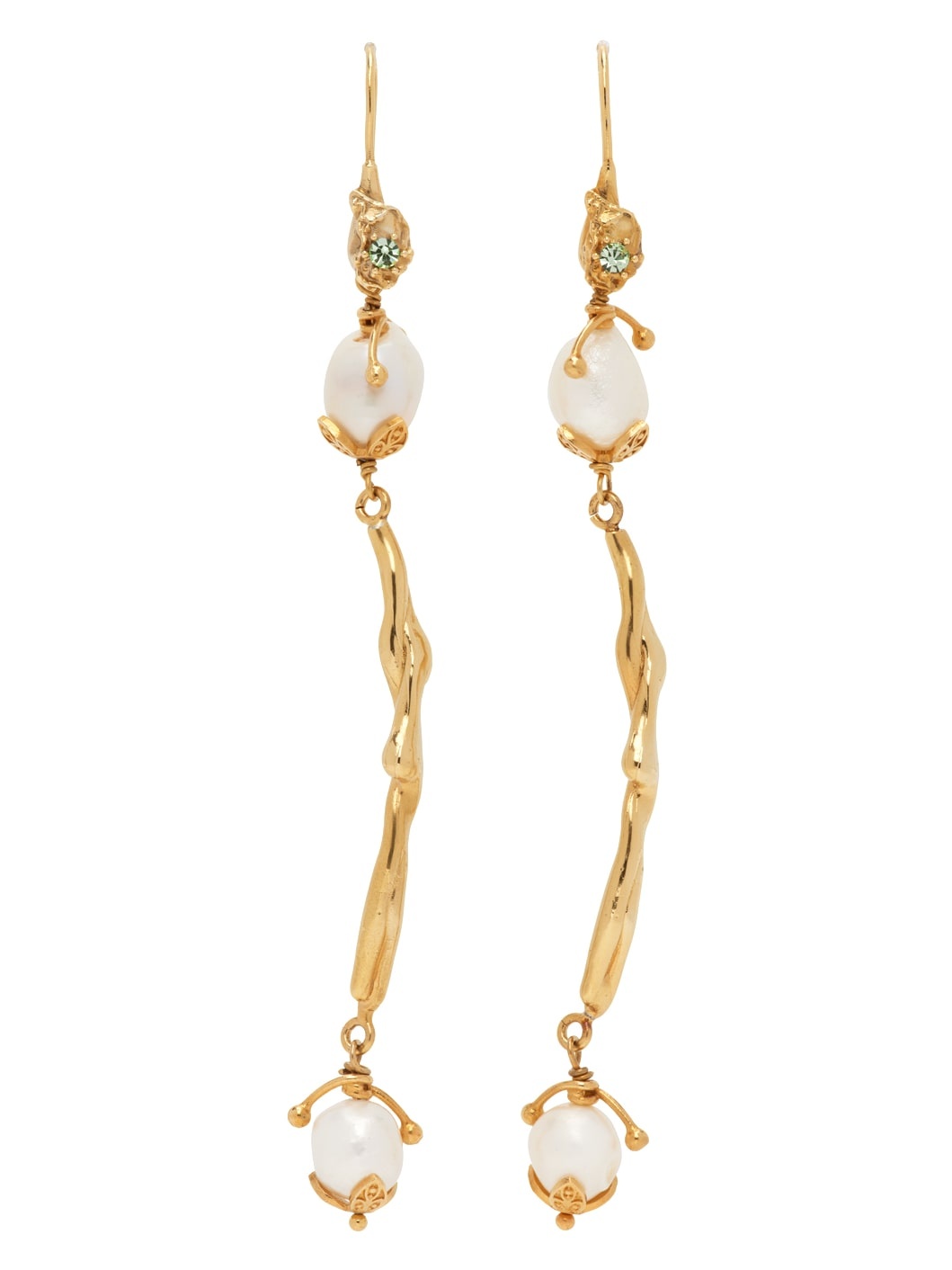 Gold River Pearl Dangle Earrings - 1