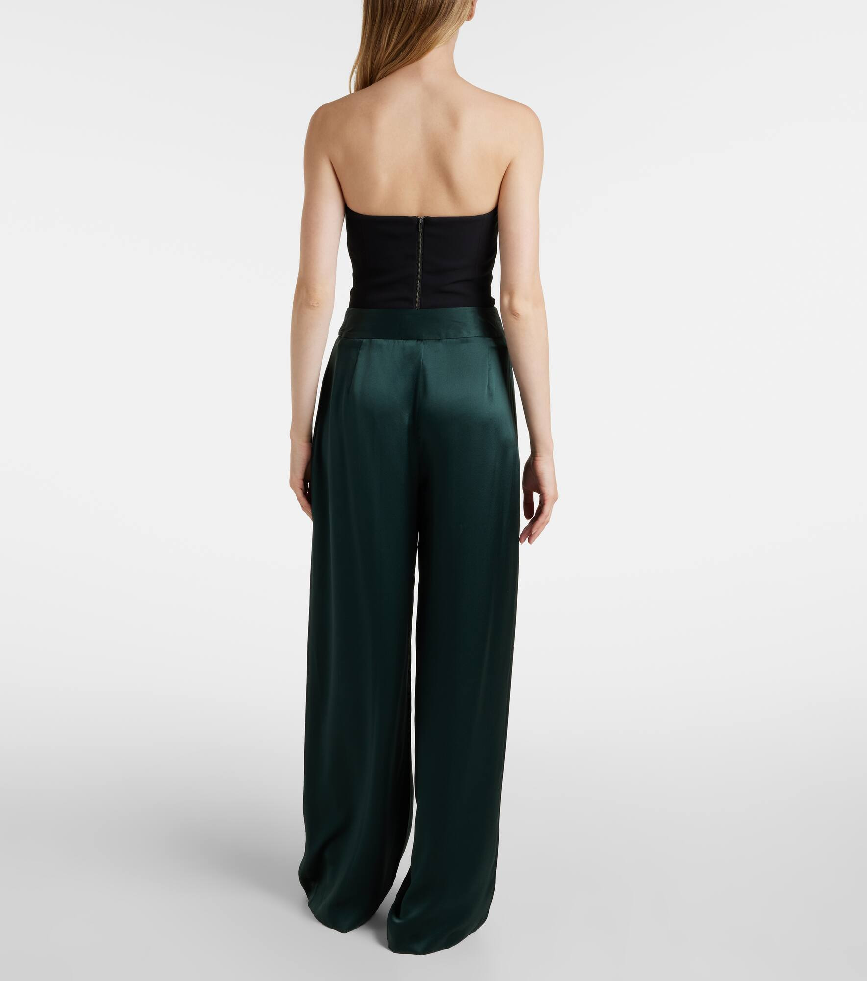 Silk satin wide-leg pants - 3