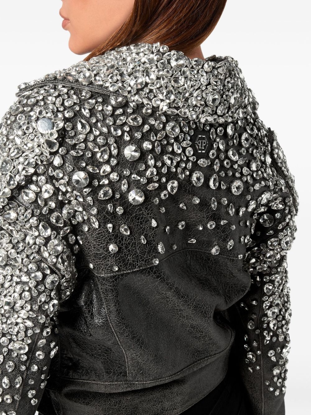 leather cropped jacket - 5