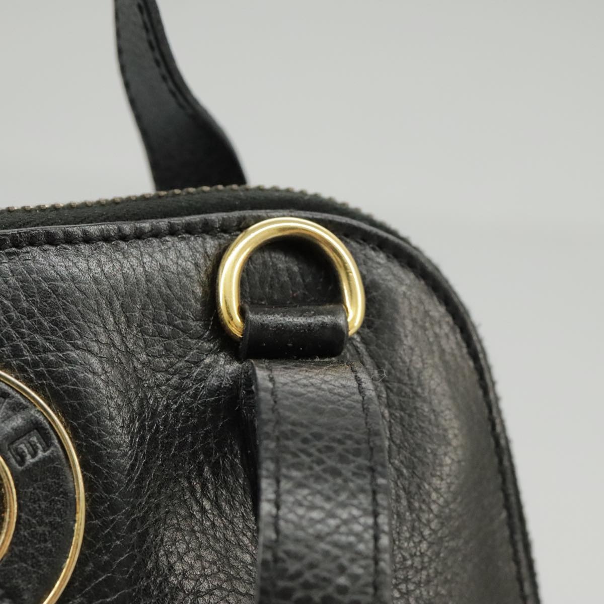 CELINE Hand Bag Leather Black Gold - 15