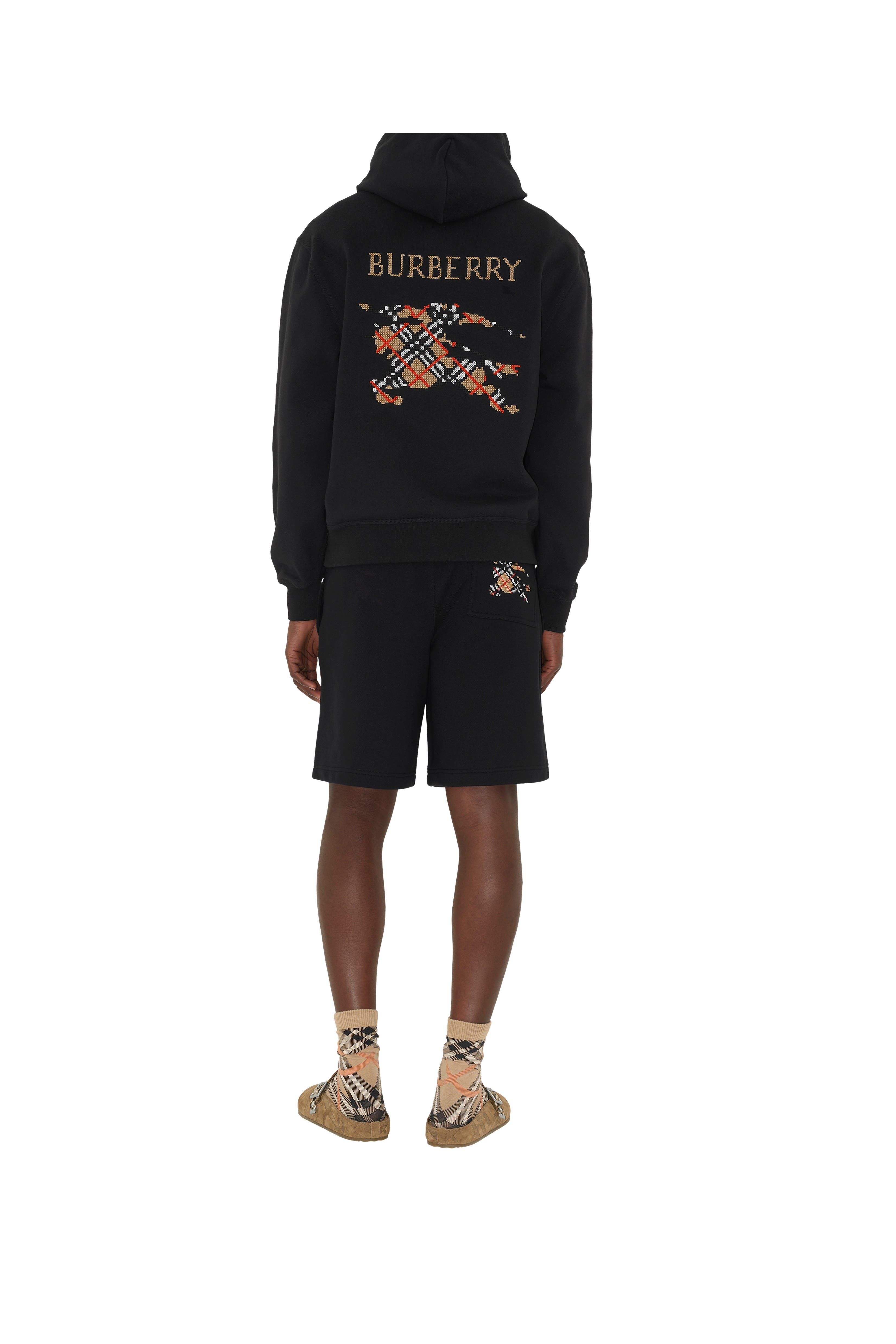 burberry Cross Stitch EKD  Cotton Hoodie in Black at Nordstrom - 2