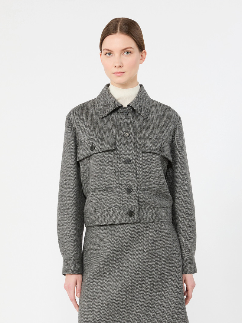 GINNASTA Cropped wool blend jacket - DARK GREY 3