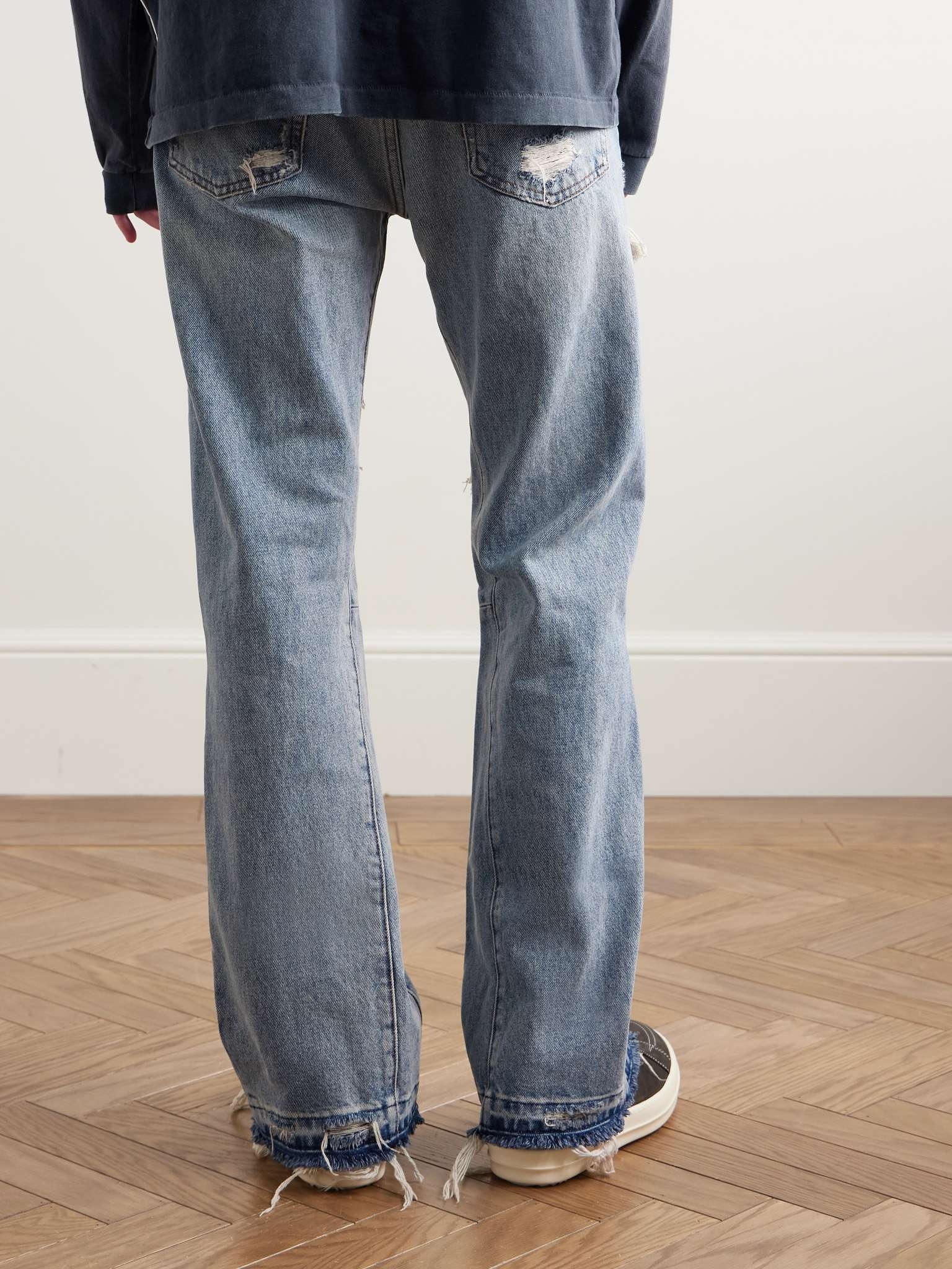 Cornell LA Slim-Fit Flared Distressed Leather-Panelled Jeans - 4