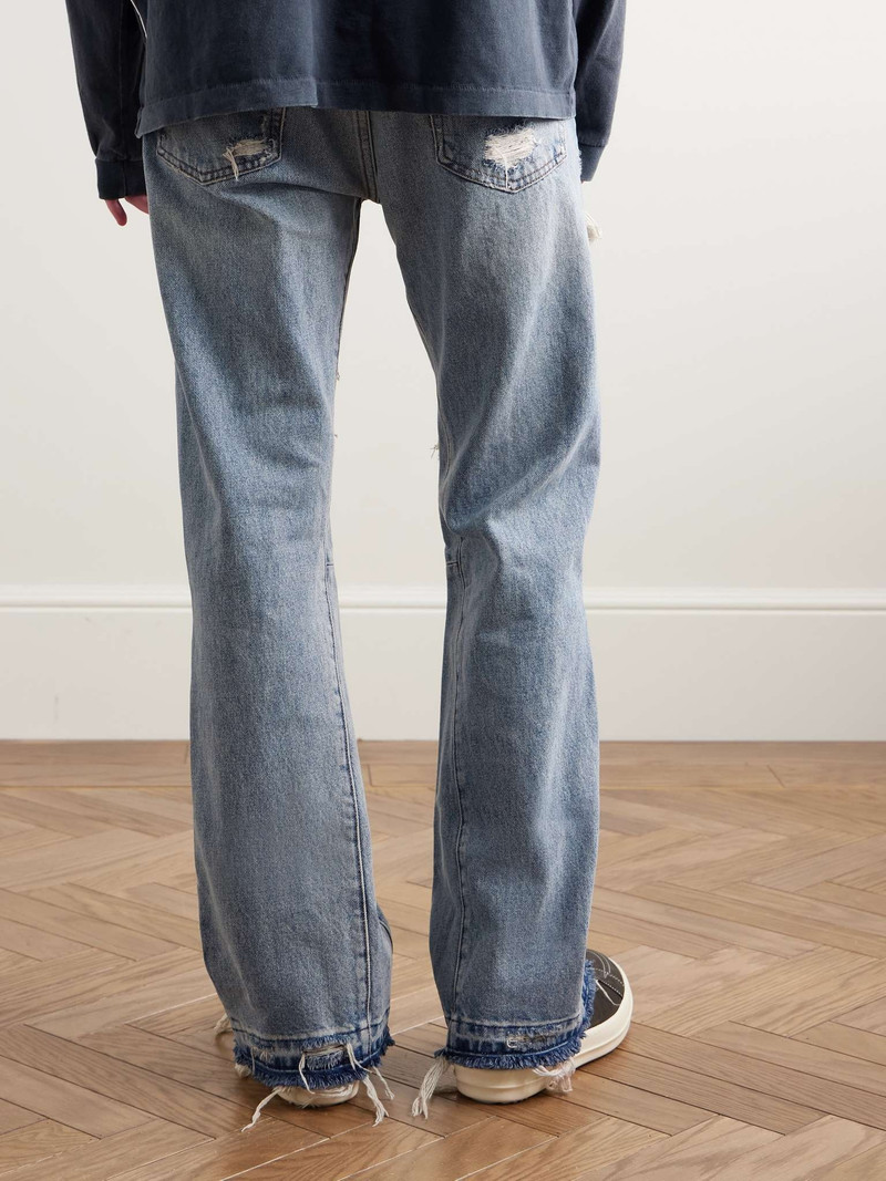 Cornell LA Slim-Fit Flared Distressed Leather-Panelled Jeans 4