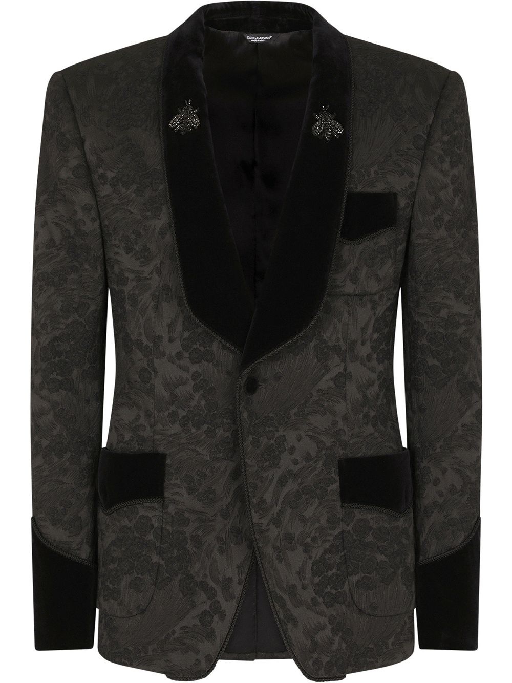 floral jacquard single-breasted blazer - 1