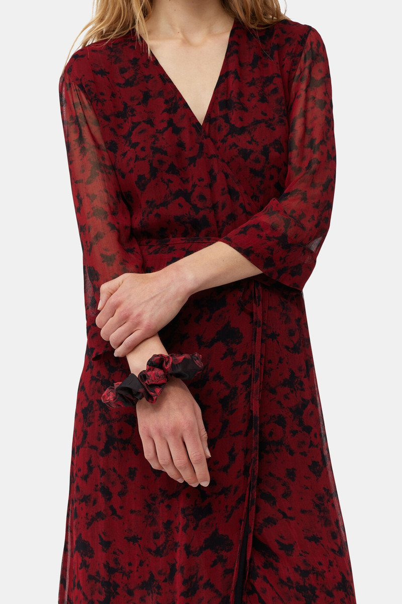 GANNI RED BOTANICAL JACQUARD SCRUNCHIE outlook