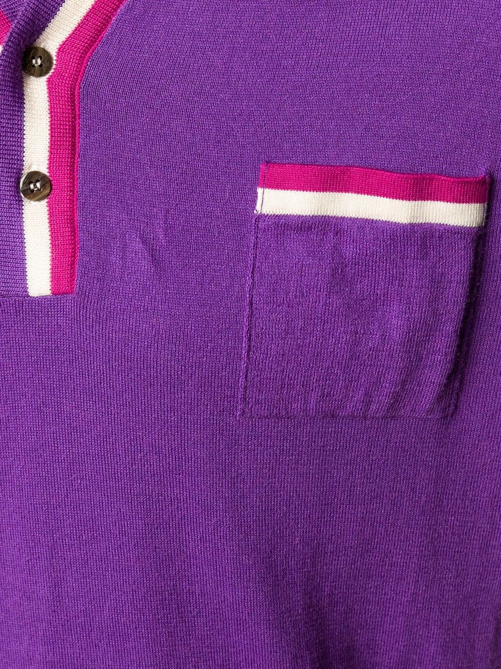 striped trim polo shirt - 5