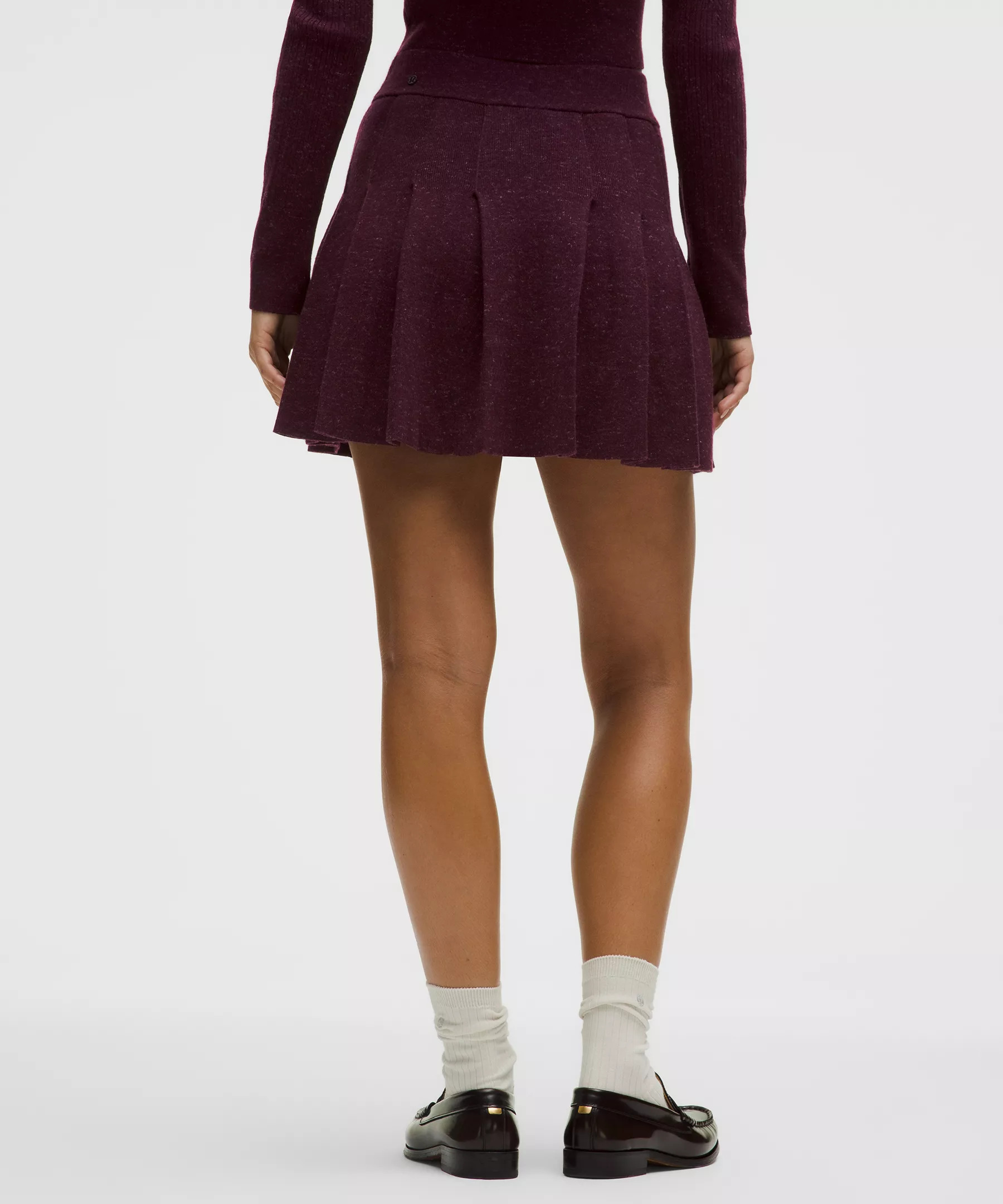 Ribbed Merino Wool Mid-Rise Pleated Skirt - 3