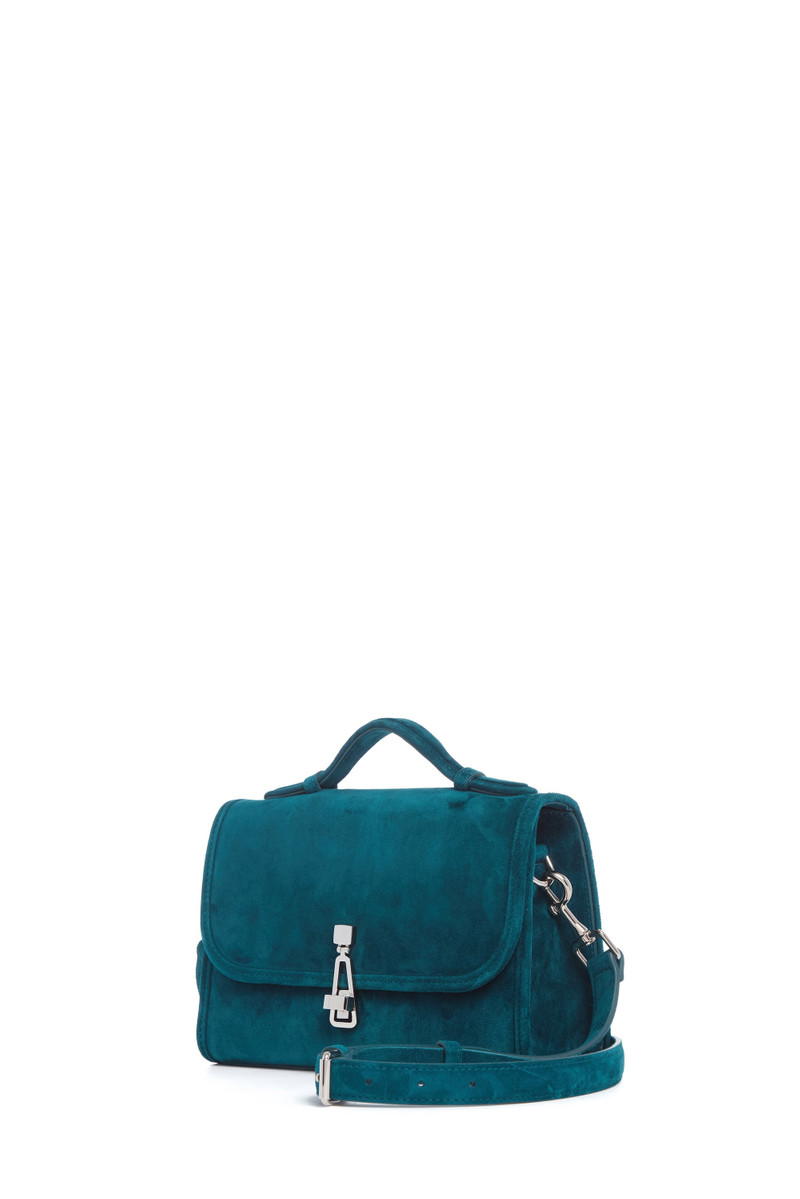 GABRIELA HEARST Small Leonora Flap Bag in Bottle Green Suede outlook