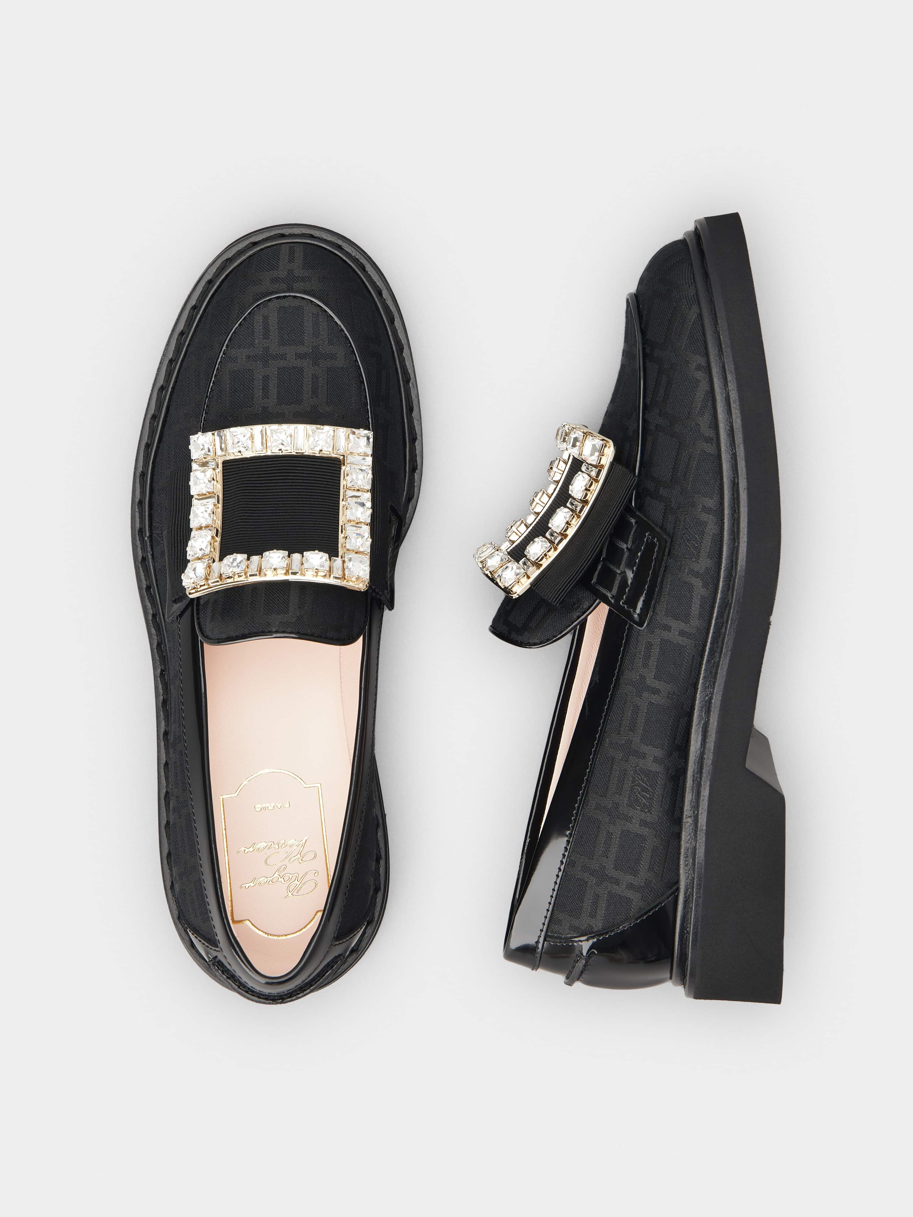 Viv' Rangers Rhinestone Buckle Loafers in Fabric - 4