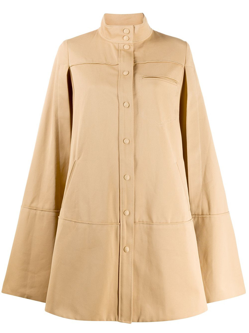 cut-out sleeve flared coat 1
