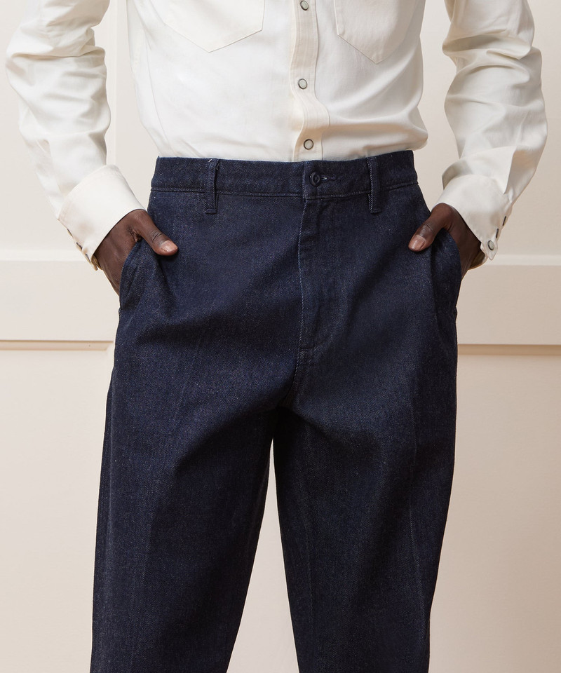 Relaxed Creased Denim Chino in Indigo 4