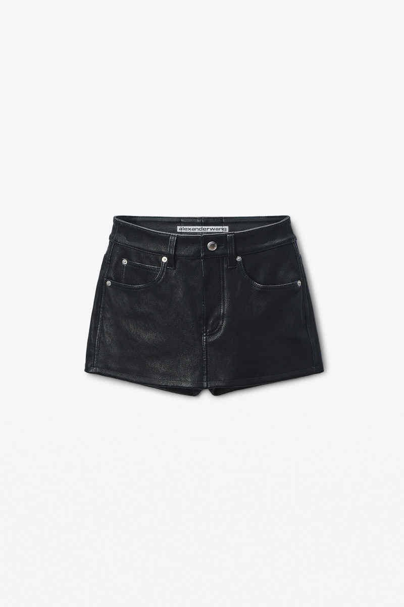 Black Lambskin Leather Miniskort 1