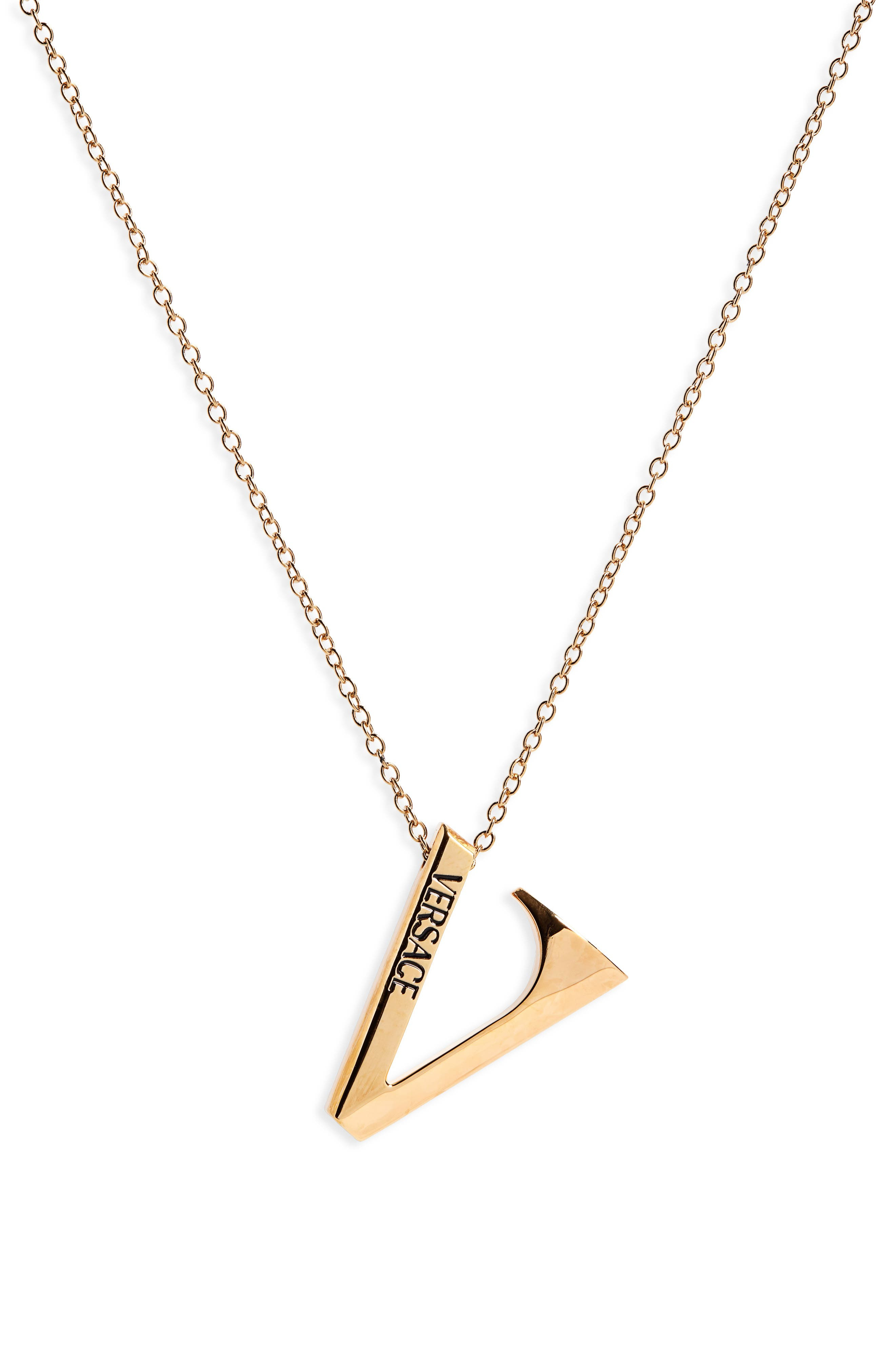Versace Monogram Pendant Necklace in Versace Gold at Nordstrom - 1