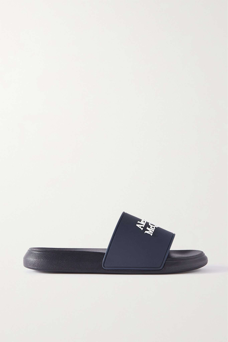 Logo-embellished rubber slides 1