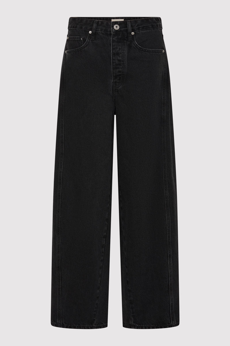 Mid Rise Balloon Jeans - Washed Black 1