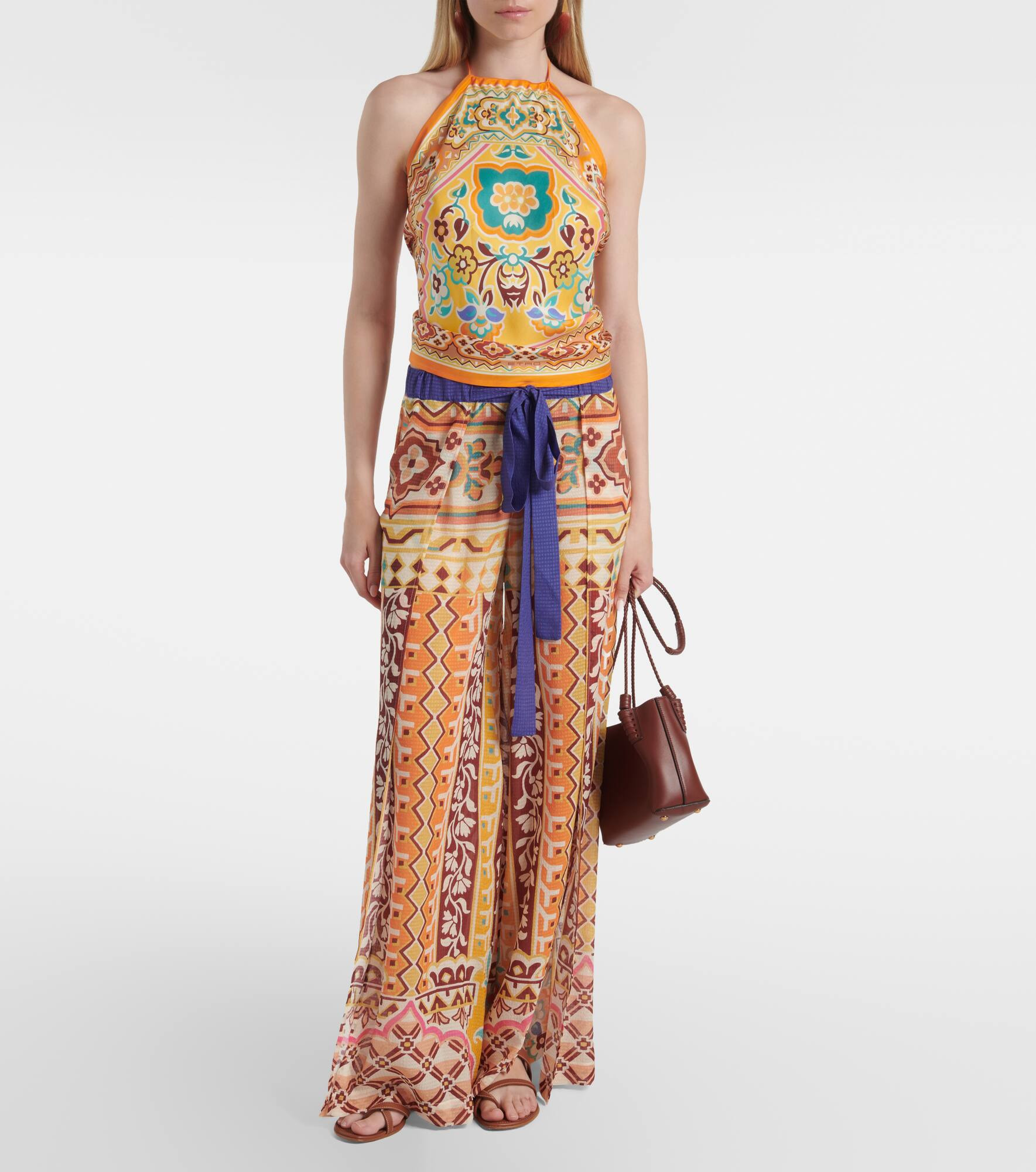 Halterneck printed silk top - 2