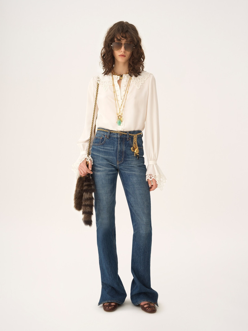 Chloé FLUID BLOUSE IN CRÊPE DE CHINE & LACE outlook