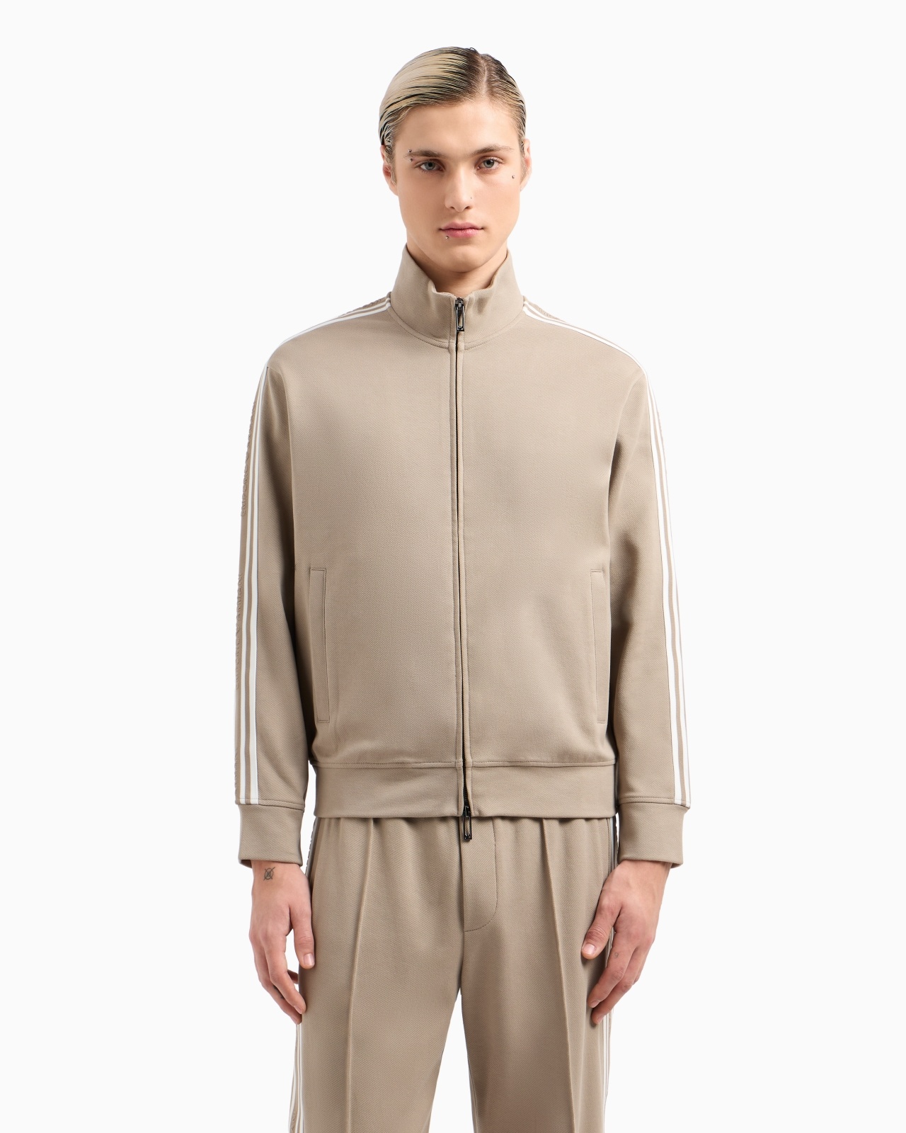 FULL-ZIP SWEATSHIRT IN JERSEY WITH LOGO BANDS - 2