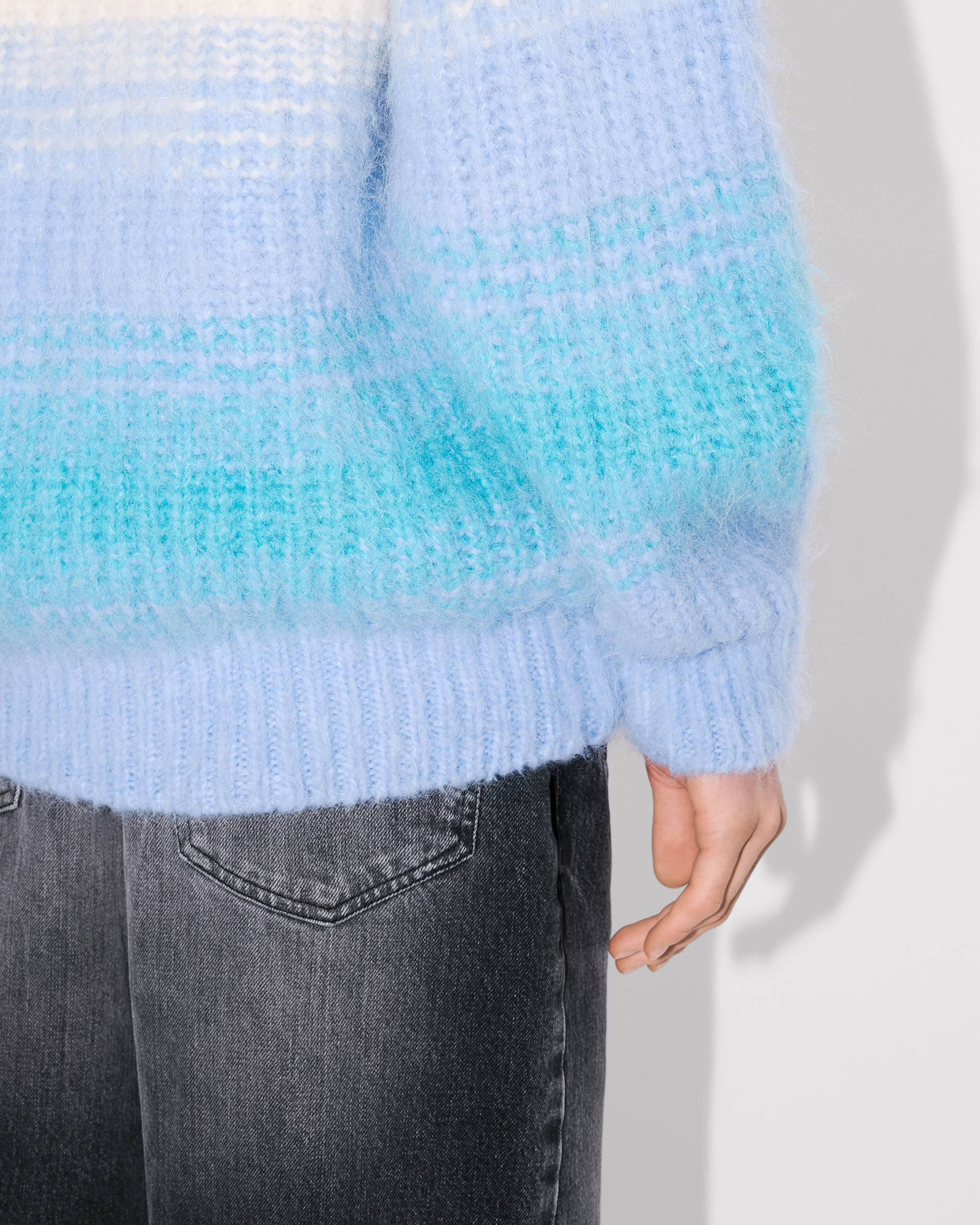 'KENZO Speed Stripe' hairy knitted jumper in mixed alpaca wool - 9