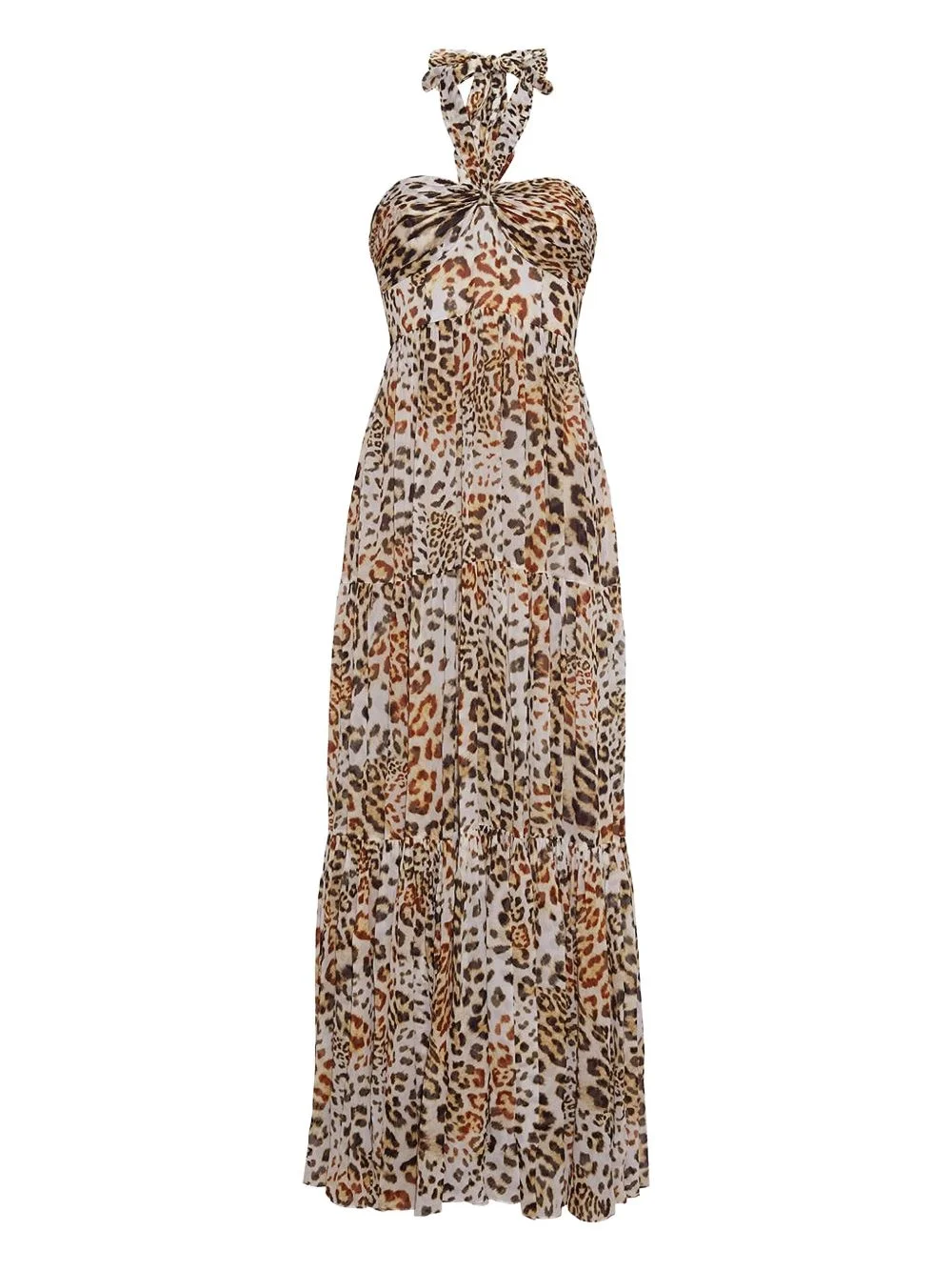 halterneck tiered maxi dress - 1