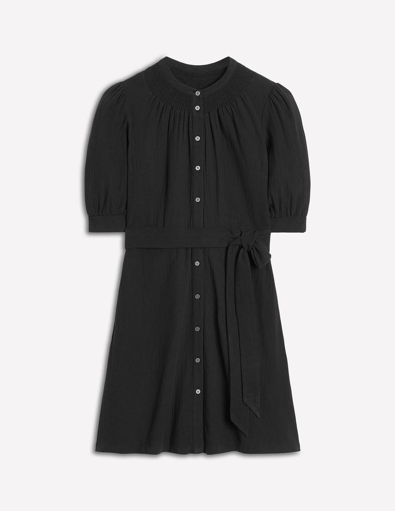 Ada Double Cloth Short Dress-Black 1
